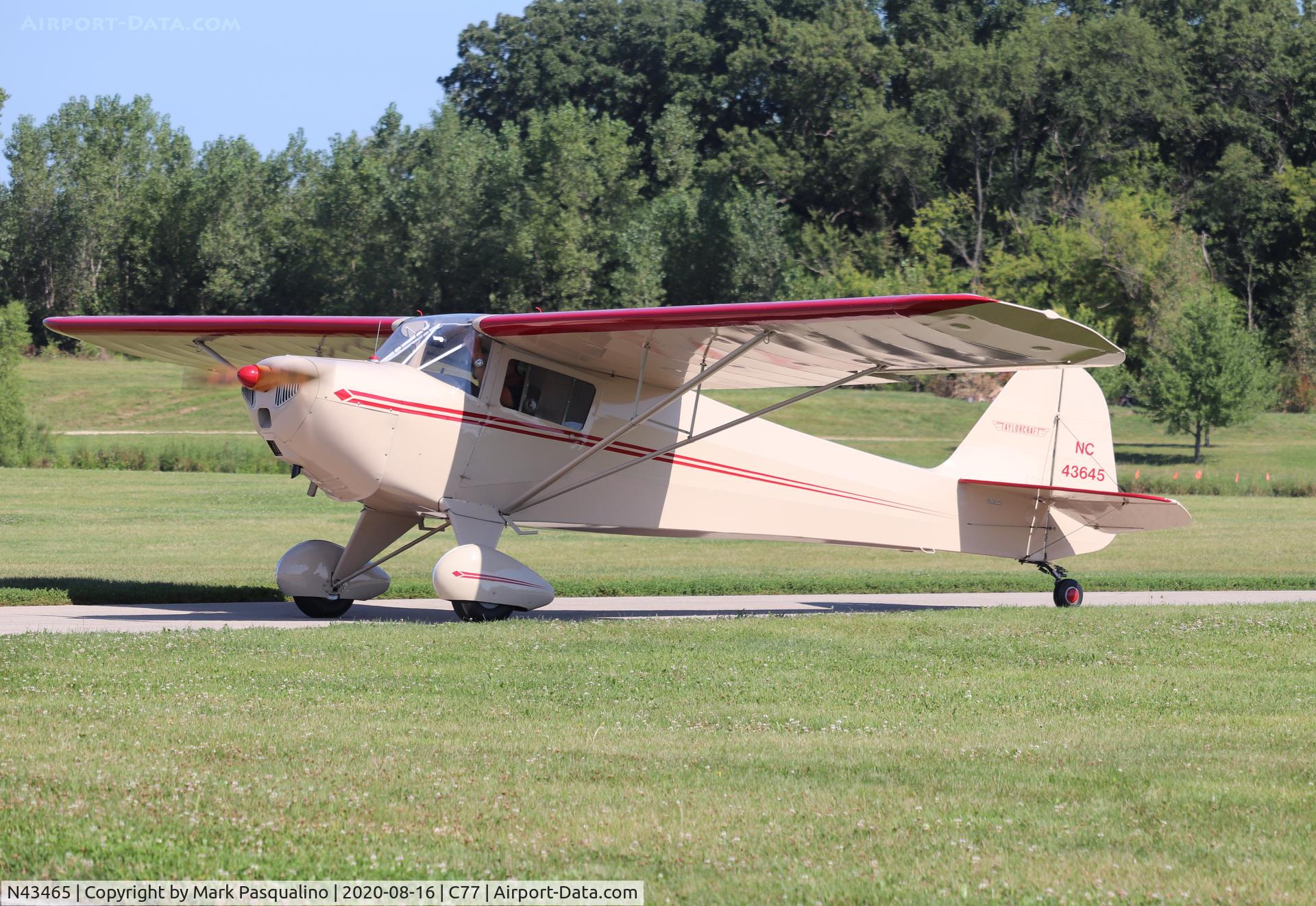 N43465, 1946 Taylorcraft BC12-D C/N 7124, Taylorcraft BC12-D