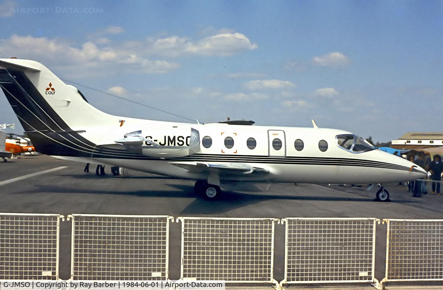 G-JMSO, 1983 Mitsubishi MU-300 Diamond 1 C/N A062SA, G-JMSO   Mitsubishi MU-300 Diamond 1A [A062SA] (Place unknown) @ 01/06/1984. Date approximate.