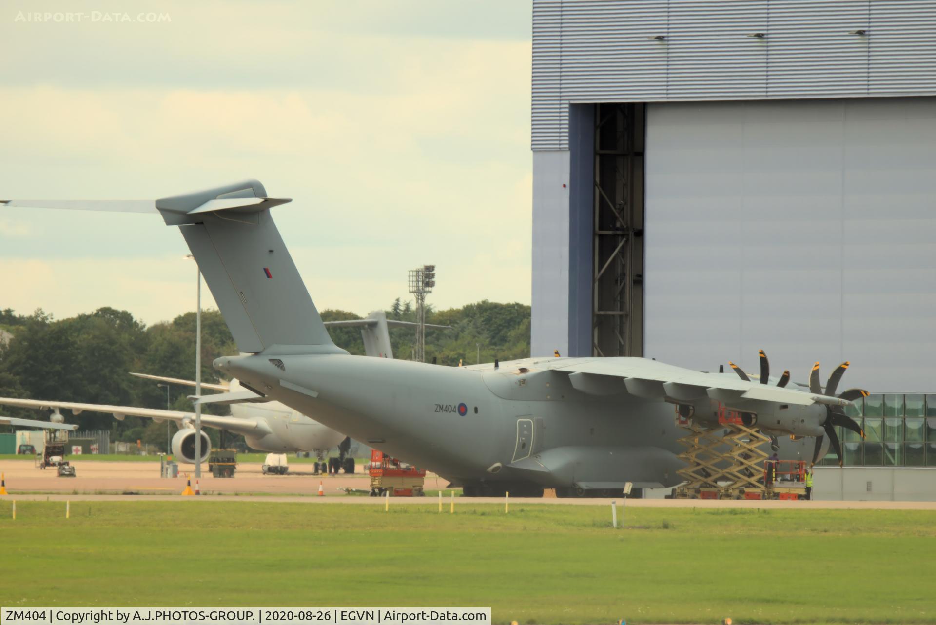 ZM404, 2015 Airbus A400M-180 Atlas C.1 C/N 021, parked up at brize ground crew working on the prop engines