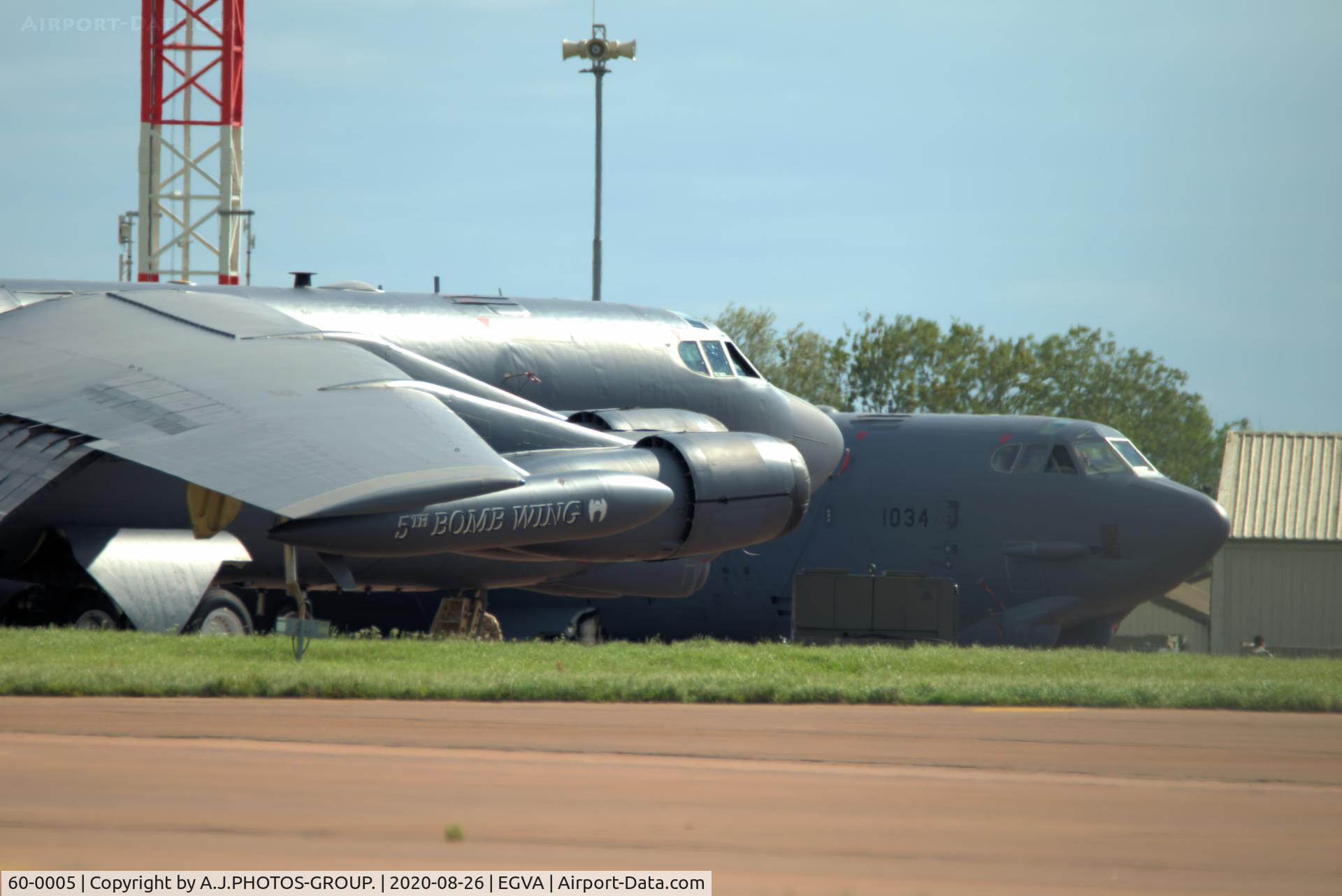 60-0005, 1960 Boeing B-52H Stratofortress C/N 464370, also in the same shot just in front of 60-0005
is 61-0034