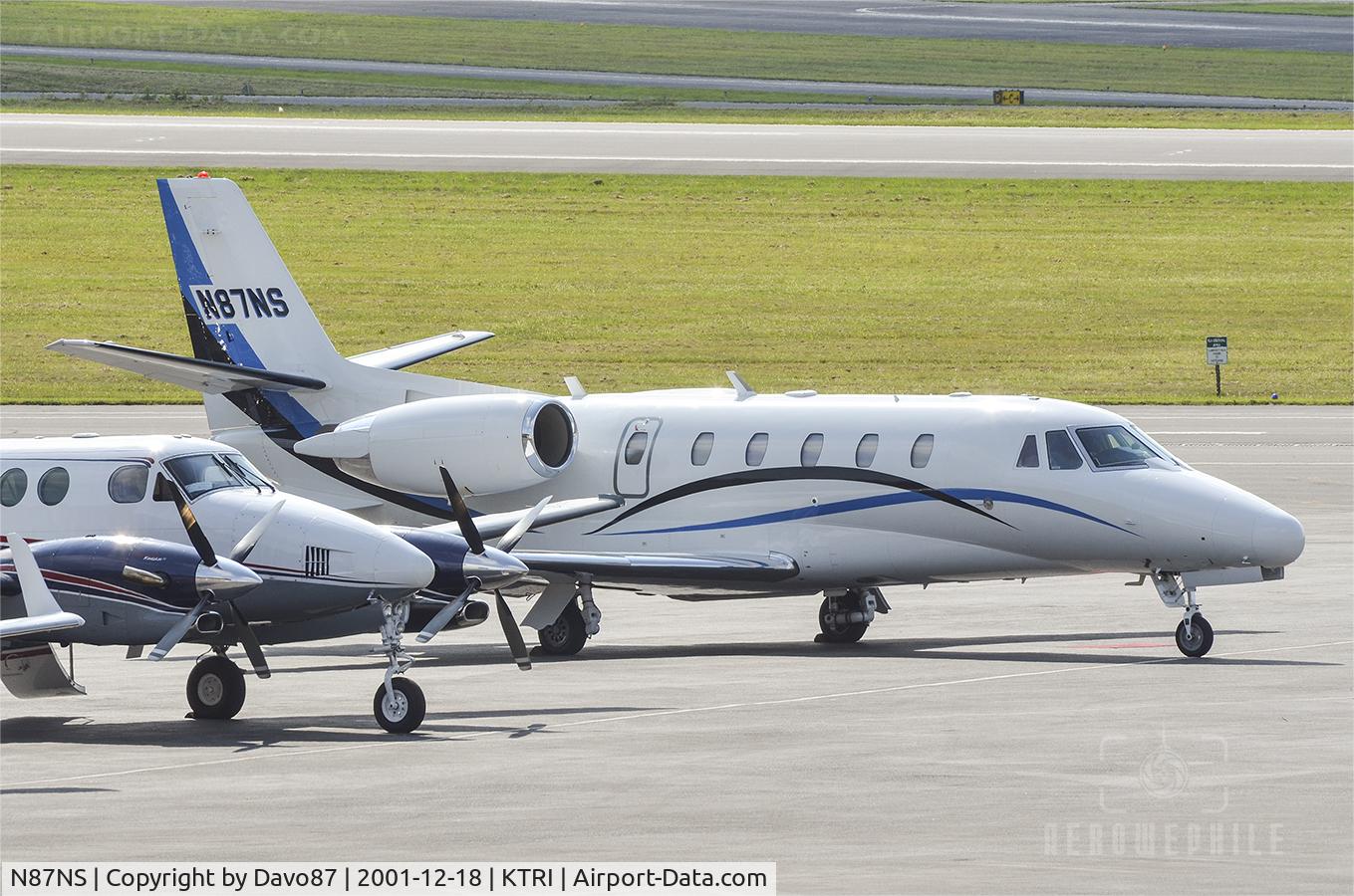 N87NS, 2001 Cessna 560XL Citation Excel C/N 560-5213, Parked at FBO Tri-Cities Aviation at Tri-Cities Airport