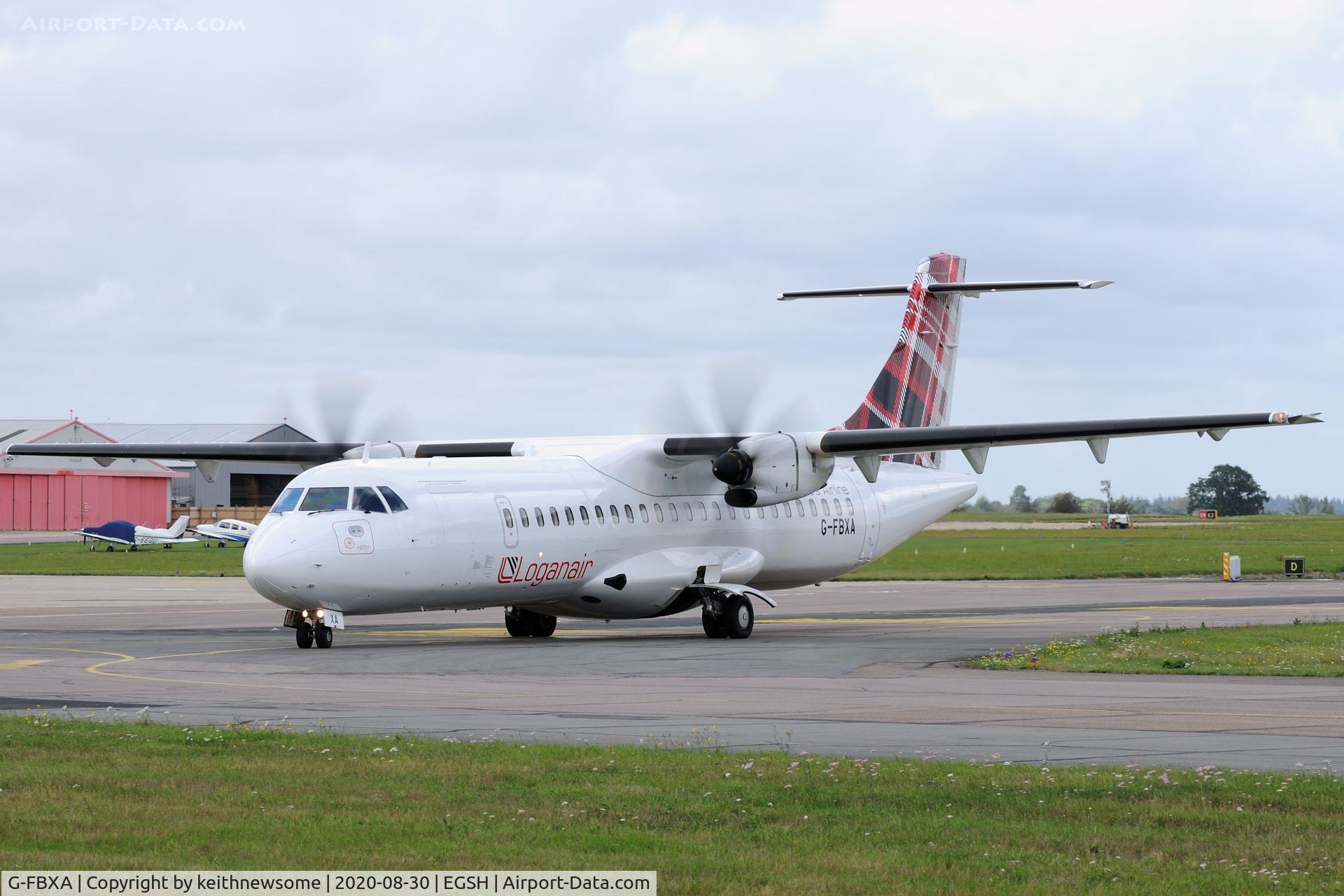 G-FBXA, 2015 ATR 72-212A (600) C/N 1260, Arriving at Norwich from Germany with colour scheme.