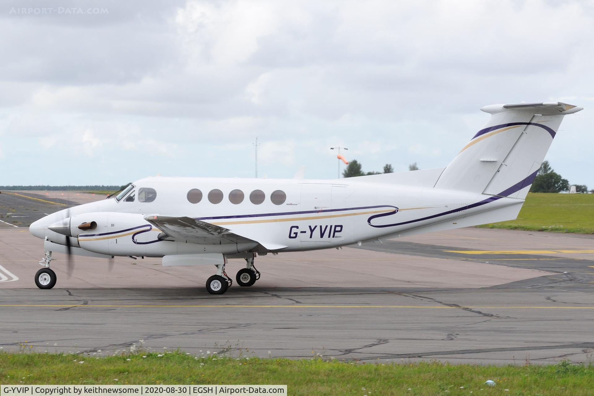 G-YVIP, 1988 Beech B200 King Air C/N BB-1306, Arriving at Norwich from Doncaster / Sheffield.