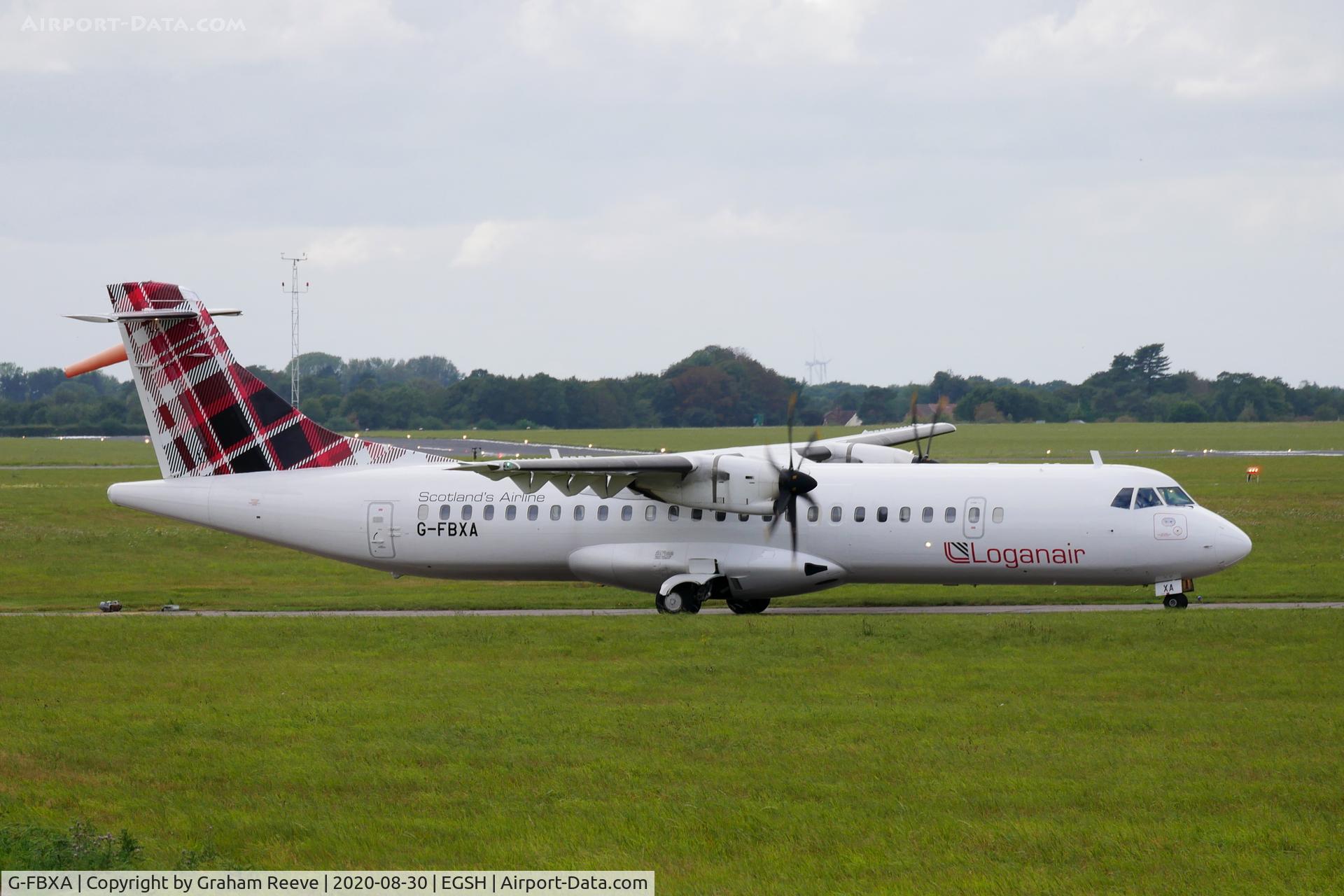 G-FBXA, 2015 ATR 72-212A (600) C/N 1260, Departing from Norwich.