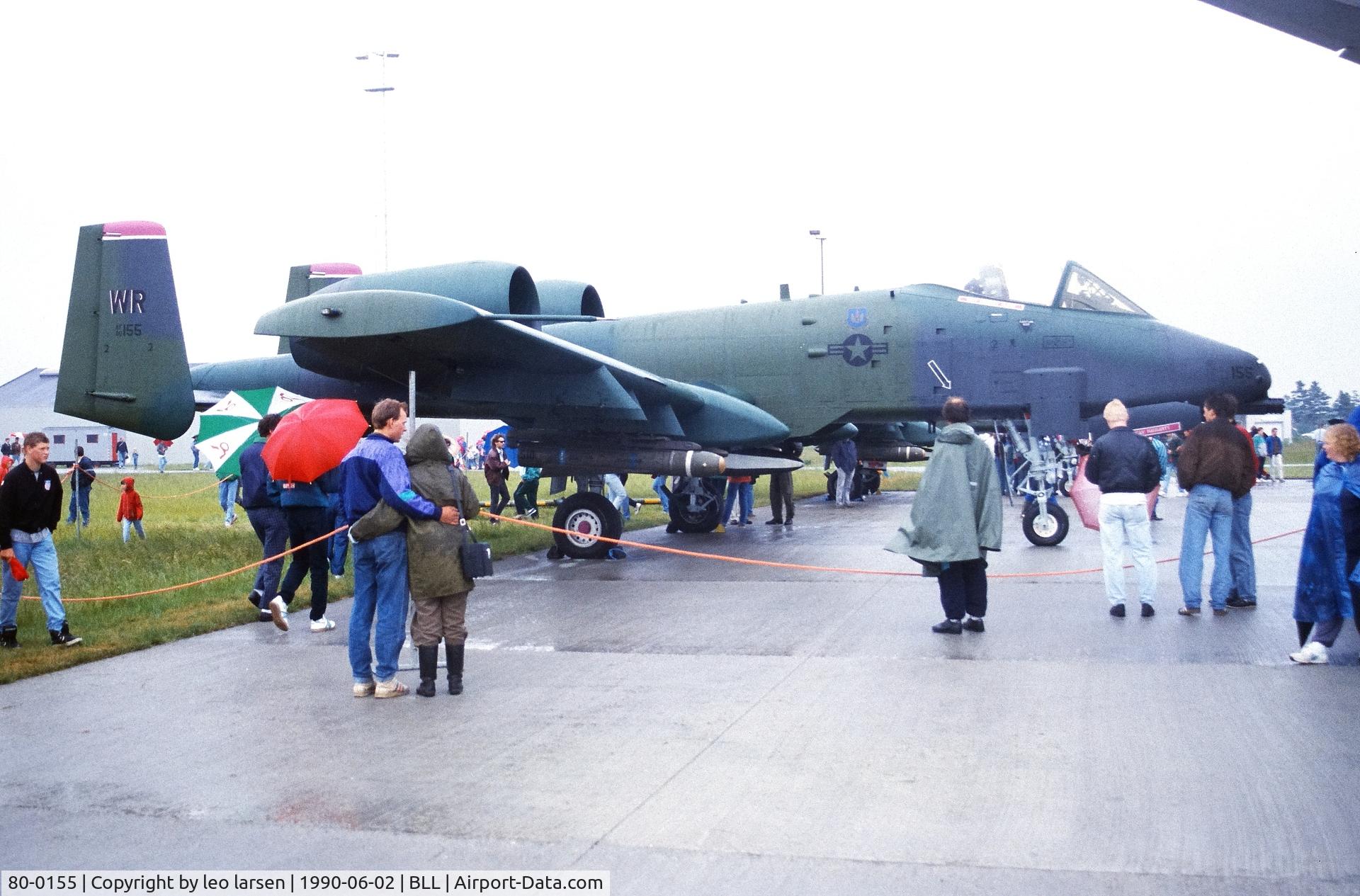 80-0155, 1981 Fairchild Republic A-10A Thunderbol II C/N A10-0505, Billund 2.6.1990