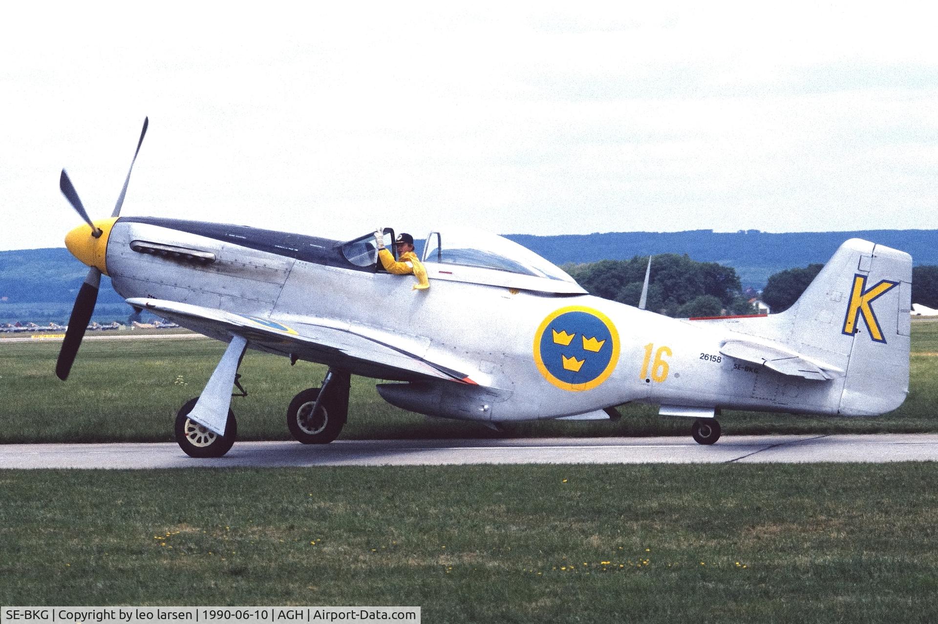 SE-BKG, 1944 North American P-51D Mustang C/N 122-31590 (44-63864), Ângelholm 10.6.1990