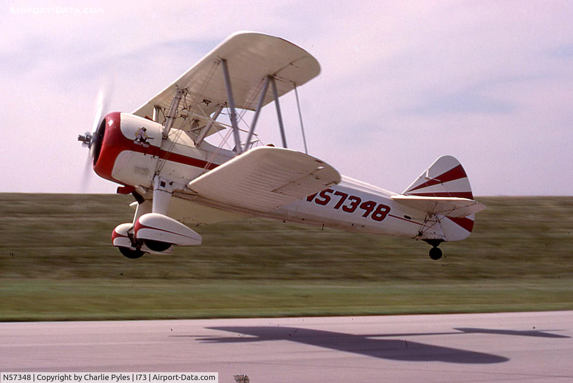 N57348, 1940 Boeing A75N1(PT17) C/N 75-1594, See here at his home airport at the time Moraine, Ohio