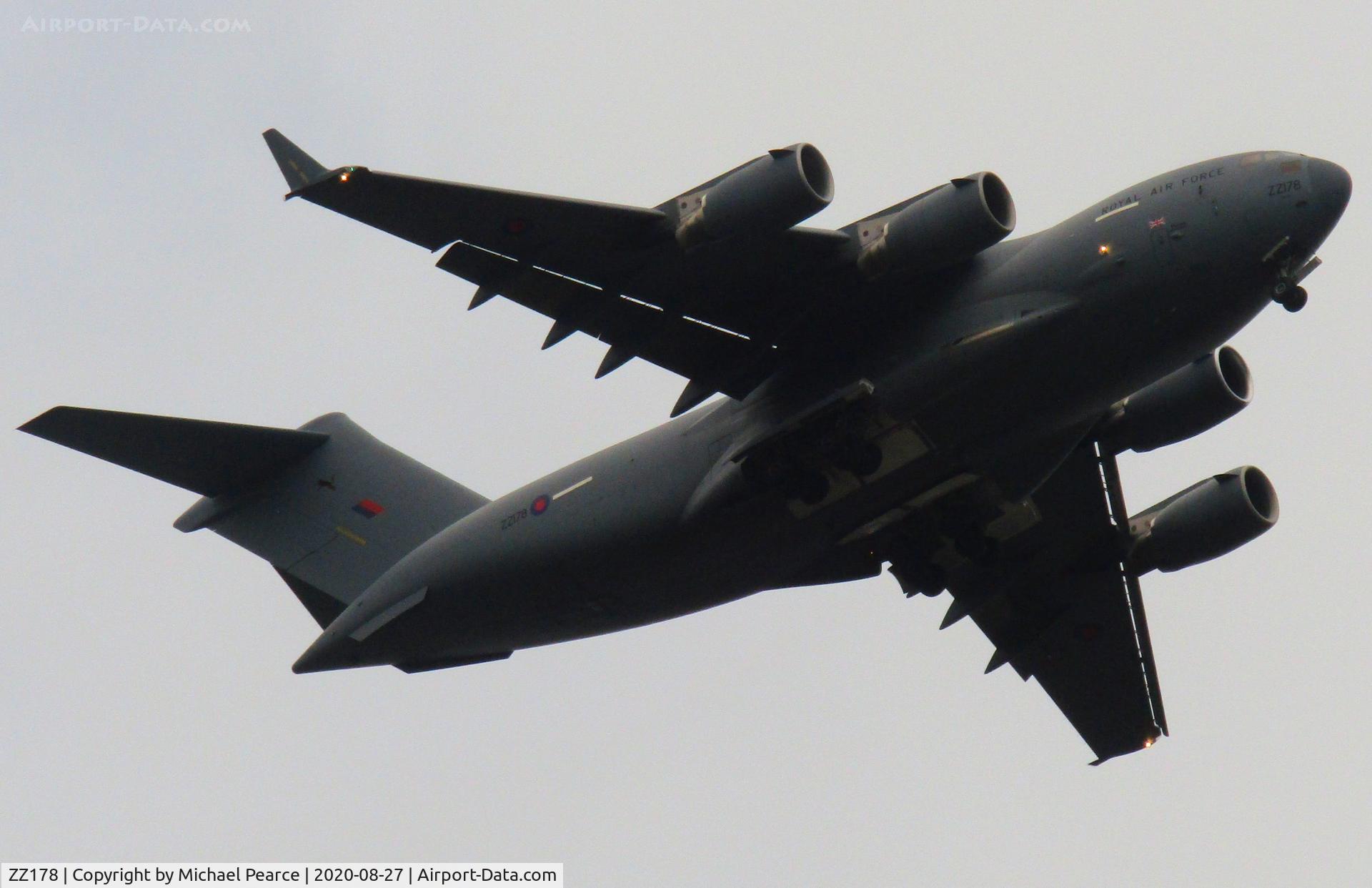 ZZ178, 2012 Boeing C-17A Globemaster III C/N F-245, Overflying Norwich on VFR training.