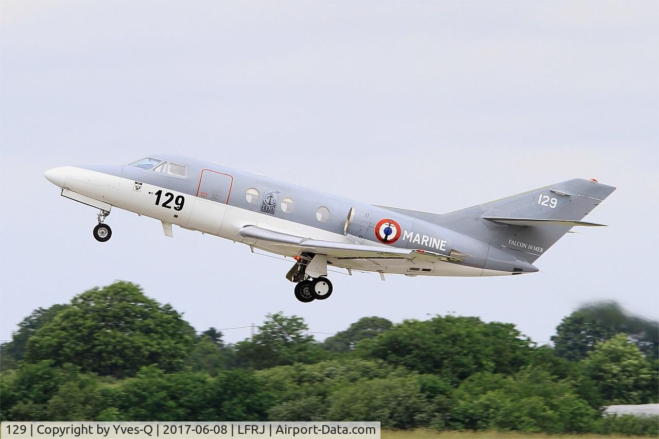 129, 1978 Dassault Falcon 10MER C/N 129, Dassault Falcon 10 MER, Take off rwy 26, Landivisiau naval air base (LFRJ) Tiger Meet 2017