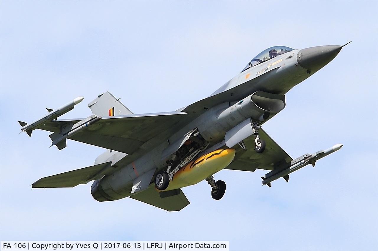 FA-106, SABCA F-16AM Fighting Falcon C/N 6H-106, SABCA F-16AM Fighting Falcon, Short approach rwy 08, Landivisiau Naval Air Base (LFRJ) Tiger Meet 2017