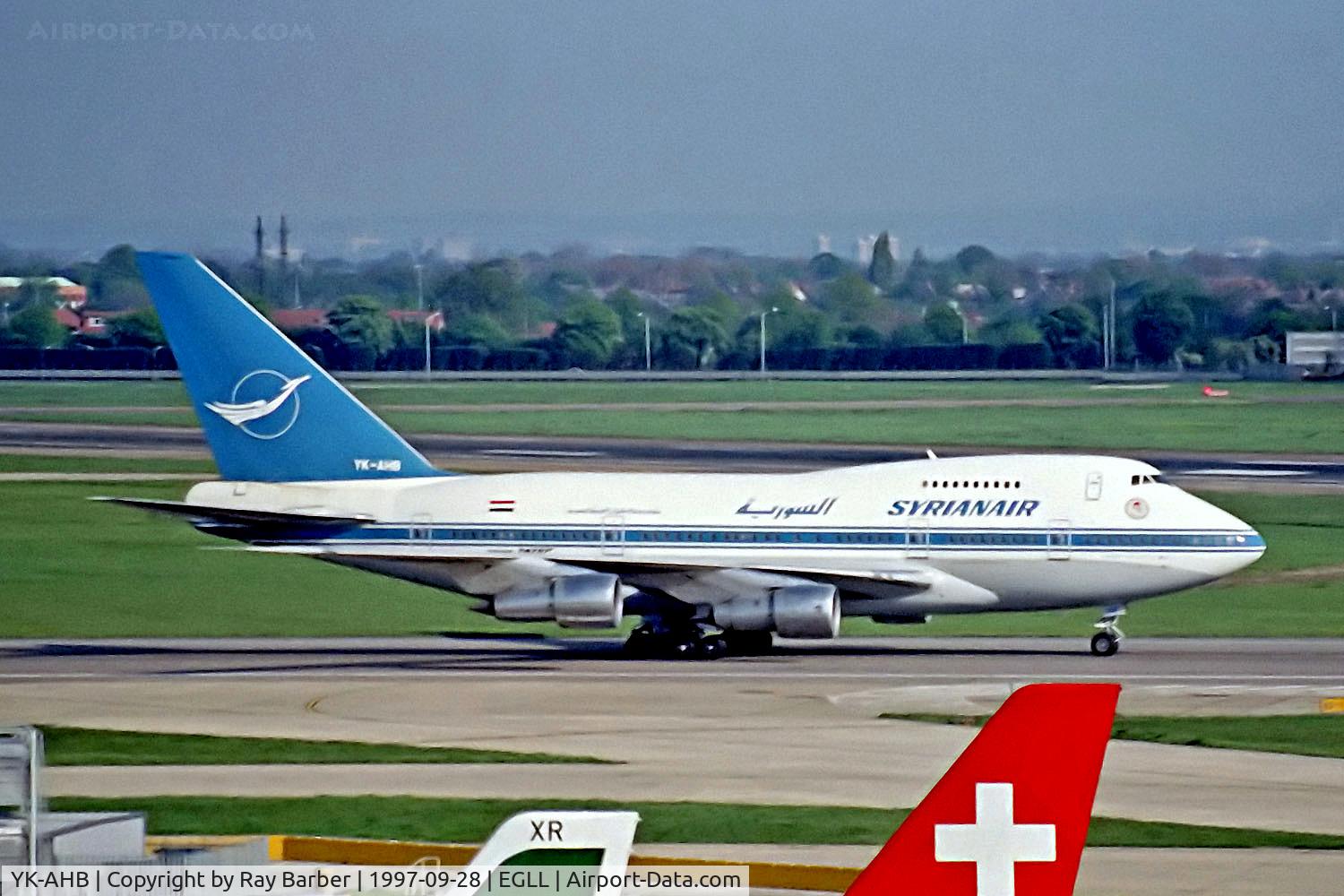 YK-AHB, 1976 Boeing 747SP-94 C/N 21175, YK-AHB   Boeing 747SP-94 [21175] (Syrianair) Heathrow~G 28/09/1997
