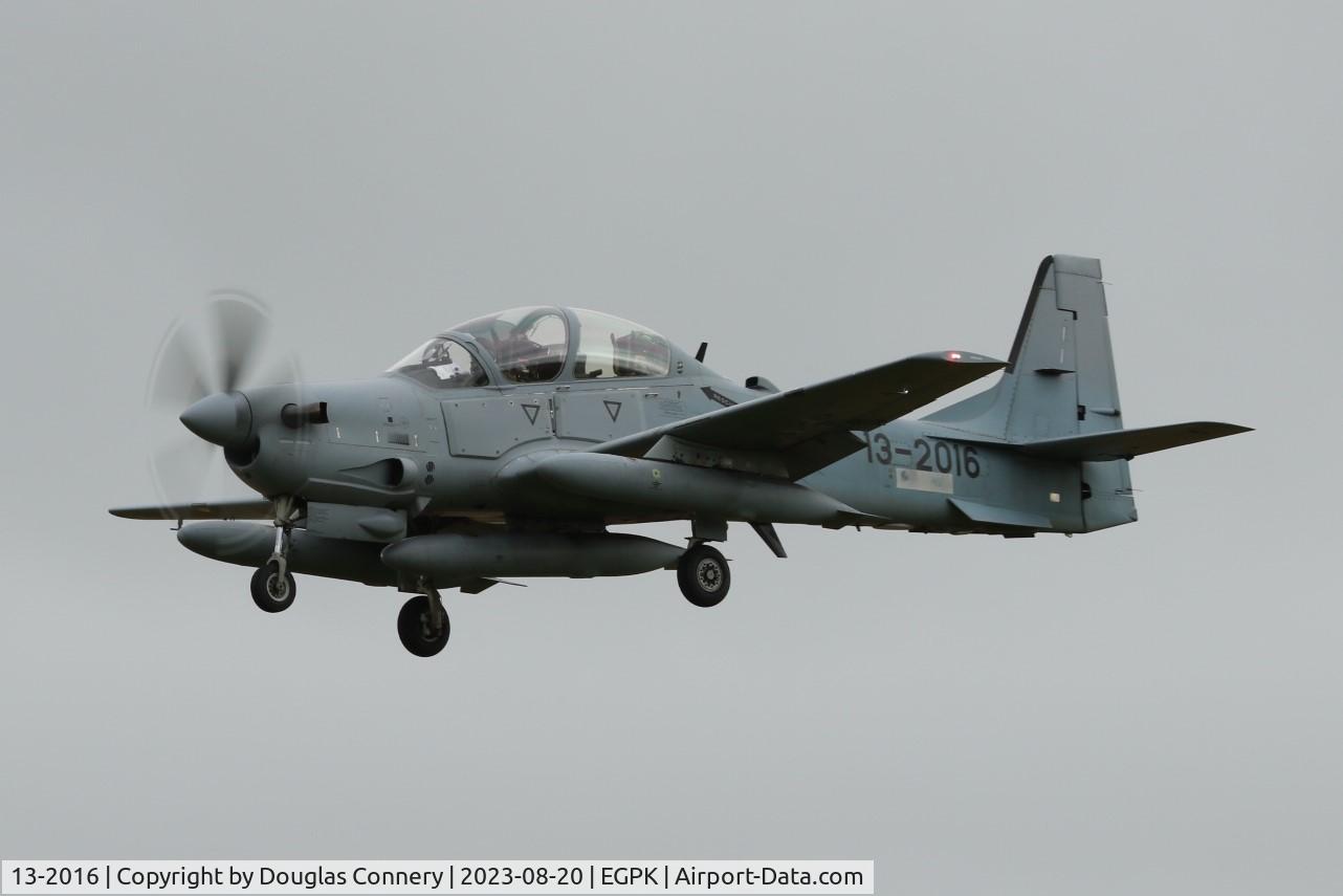 13-2016, Embraer A-29A Super Tucano (EMB-314) C/N 31400216, Afghan AF A-29 Super Tucano on finals for runway 30