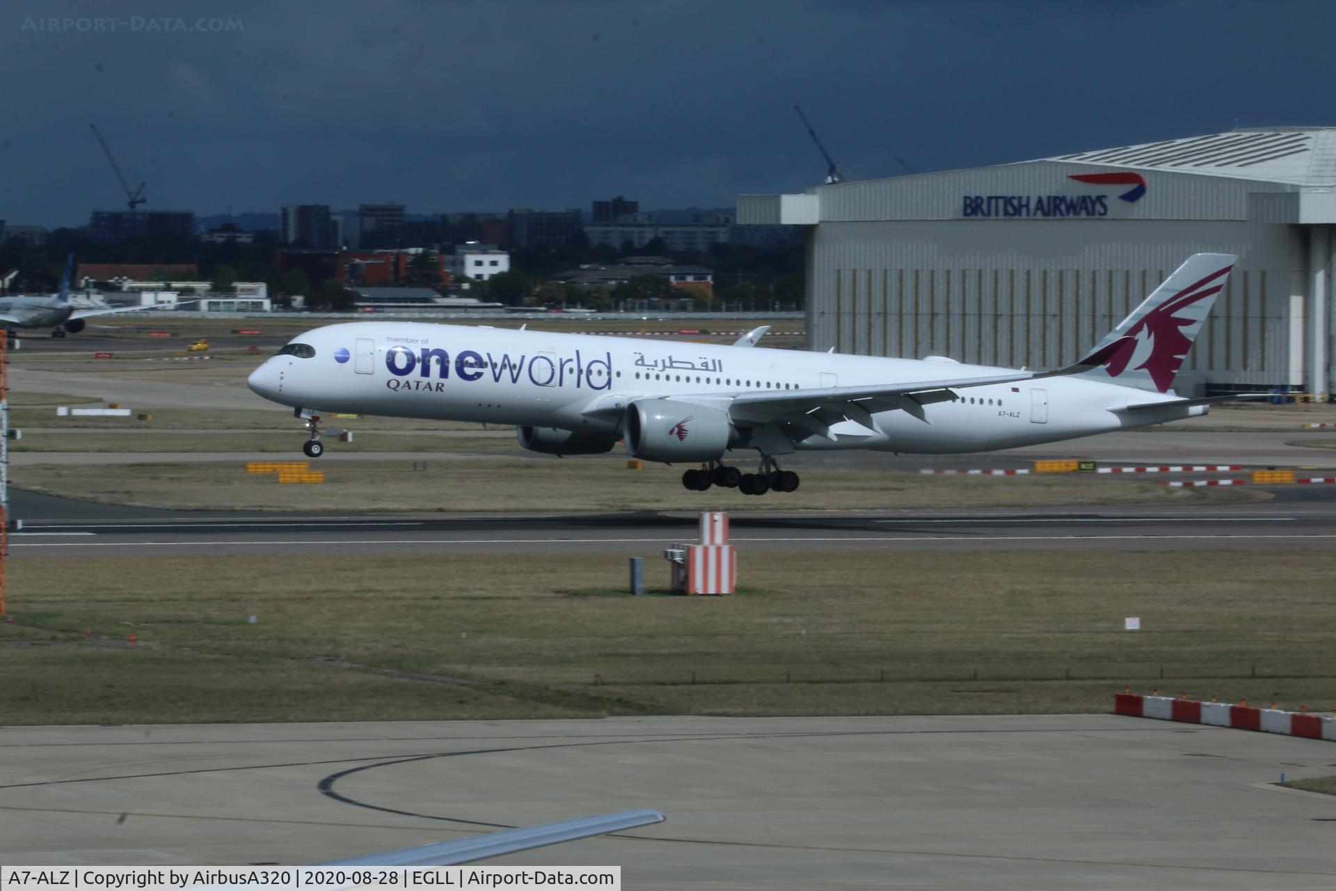A7-ALZ, 2018 Airbus A350-941 C/N 143, Landing on Rwy 27L LHR