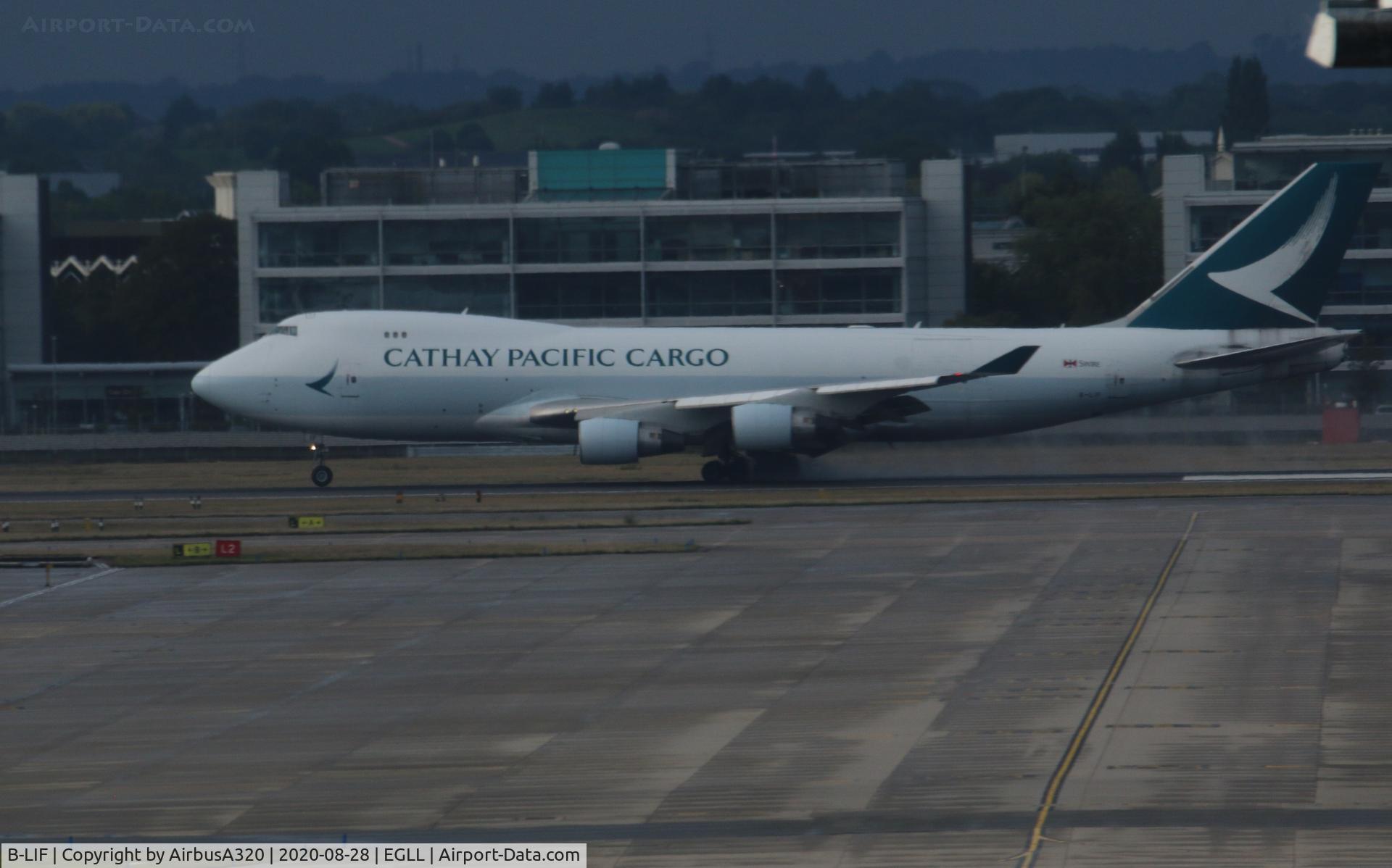 B-LIF, 2009 Boeing 747-467ERF C/N 36871, Landing at LHR Rwy 27R