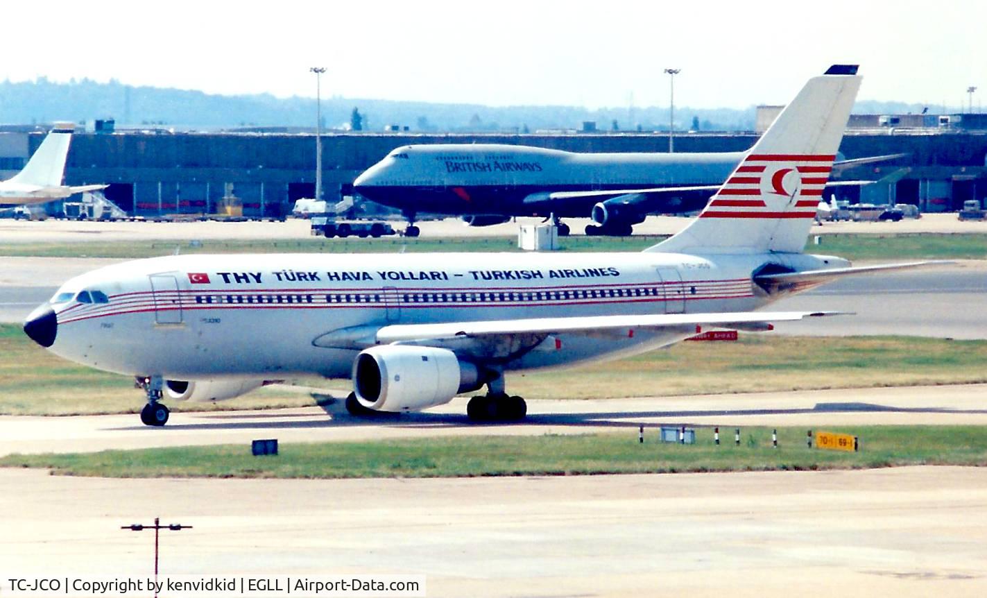 TC-JCO, 1985 Airbus A310-203 C/N 386, At London Heathrow, early 1990's.