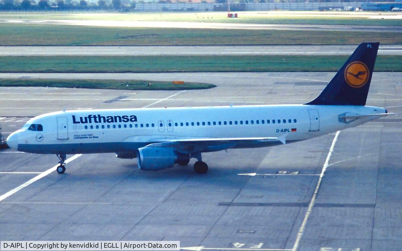 D-AIPL, 1989 Airbus A320-211 C/N 094, At London Heathrow, early 1990's.