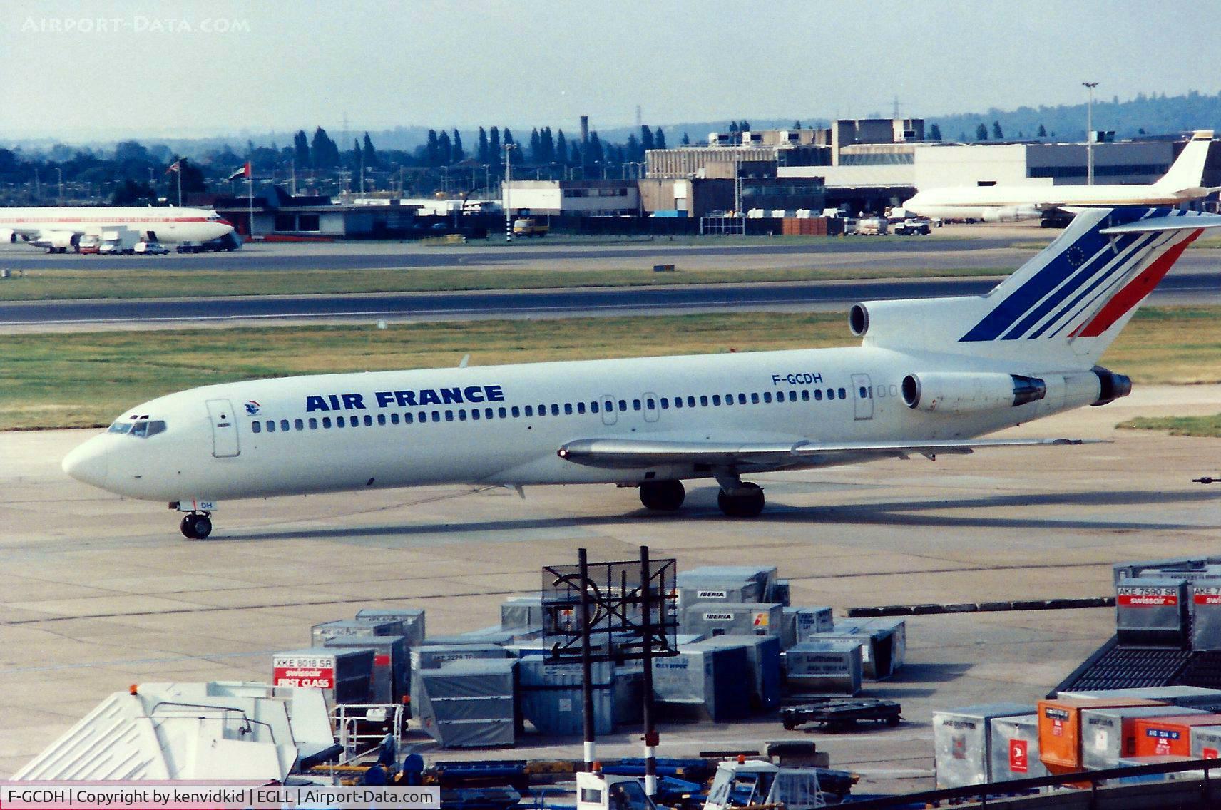 F-GCDH, 1981 Boeing 727-228 C/N 22289, At London Heathrow, early 1990's.
