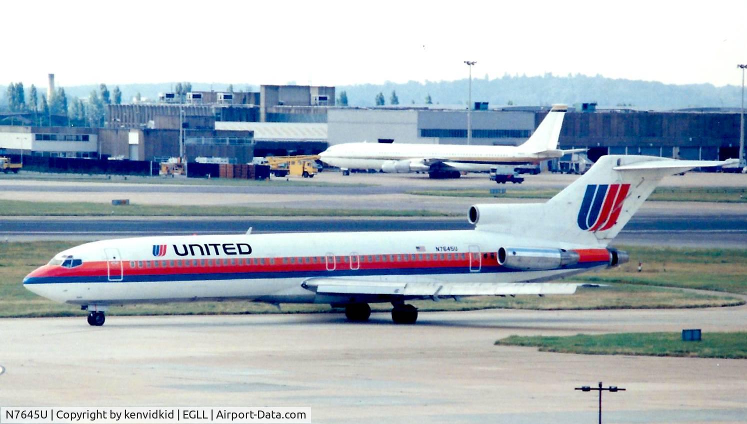 N7645U, 1969 Boeing 727-222 C/N 20039, At London Heathrow, early 1990's.
