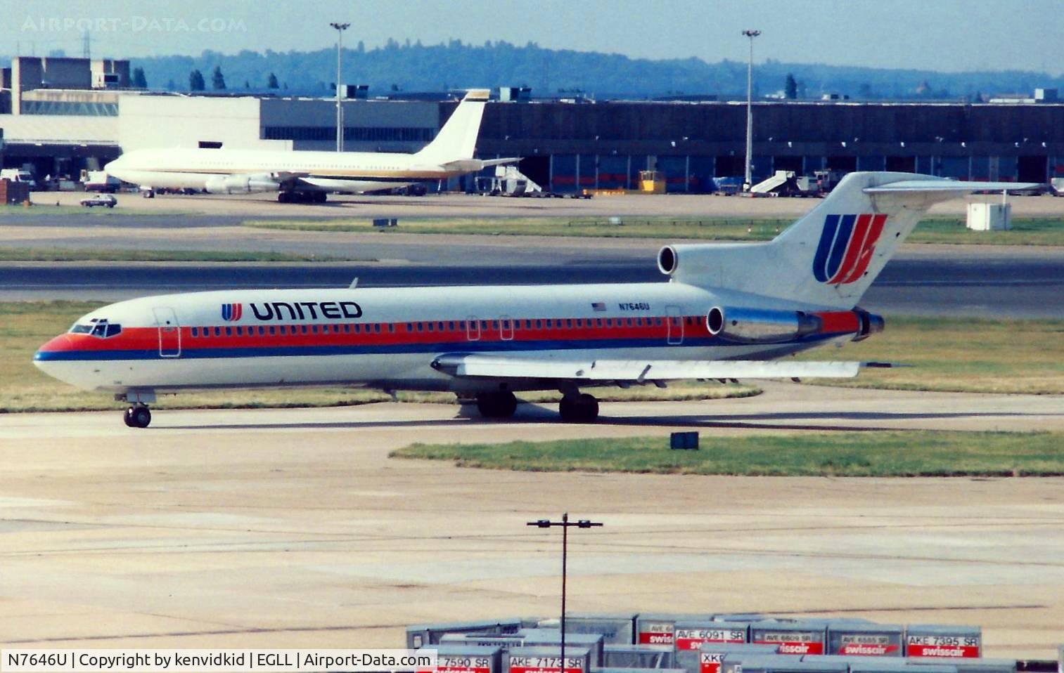N7646U, 1969 Boeing 727-222F C/N 20040, At London Heathrow, early 1990's.