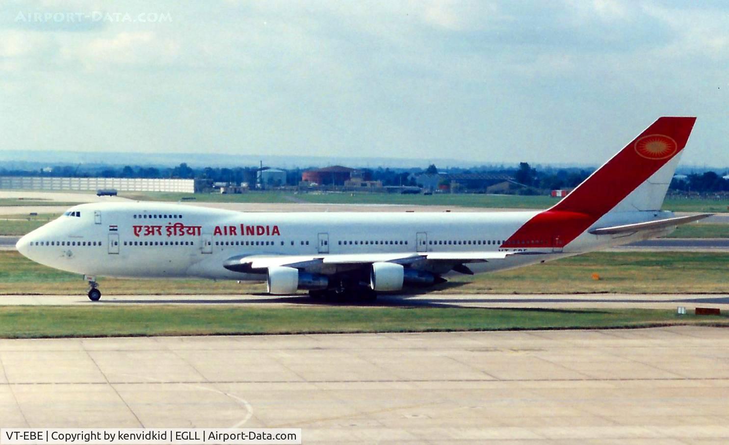 VT-EBE, 1971 Boeing 747-237B C/N 19960, At London Heathrow, early 1990's.