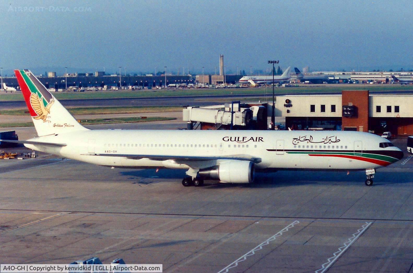 A4O-GH, 1989 Boeing 767-3P6/ER C/N 24484, At London Heathrow, early 1990's.