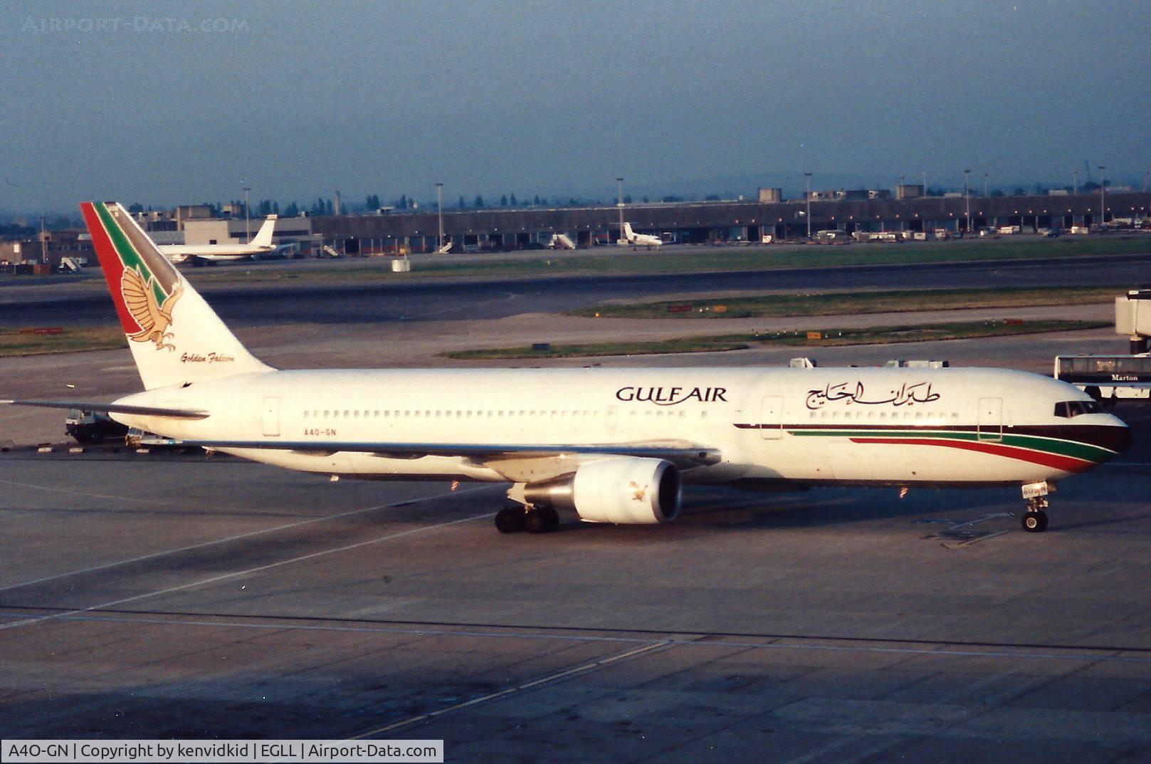 A4O-GN, 1990 Boeing 767-3P6 C/N 24985, At London Heathrow, early 1990's.