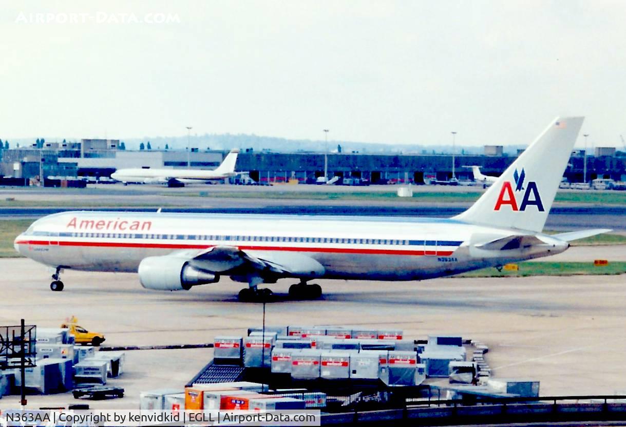 N363AA, 1988 Boeing 767-323 C/N 24044, At London Heathrow, early 1990's.