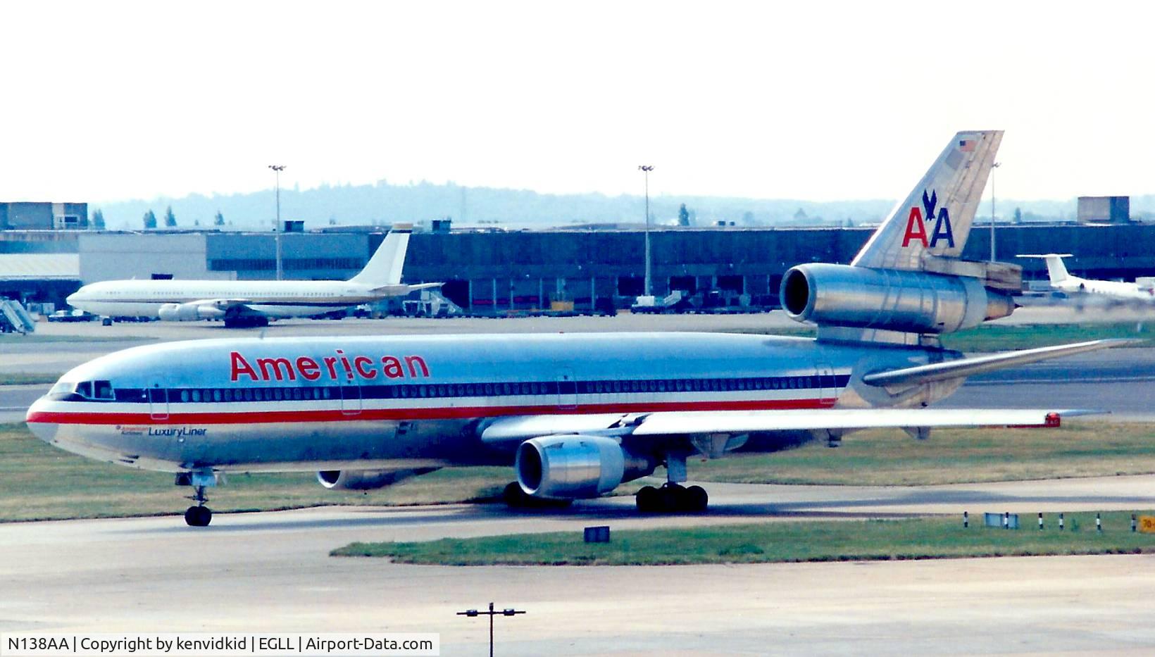N138AA, 1974 Douglas DC-10-30 C/N 46911, At London Heathrow, early 1990's.