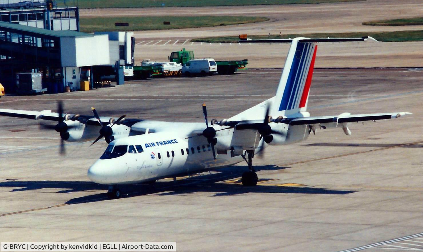 G-BRYC, 1981 De Havilland Canada DHC-7-110 Dash 7 C/N 054, At London Heathrow, early 1990's.