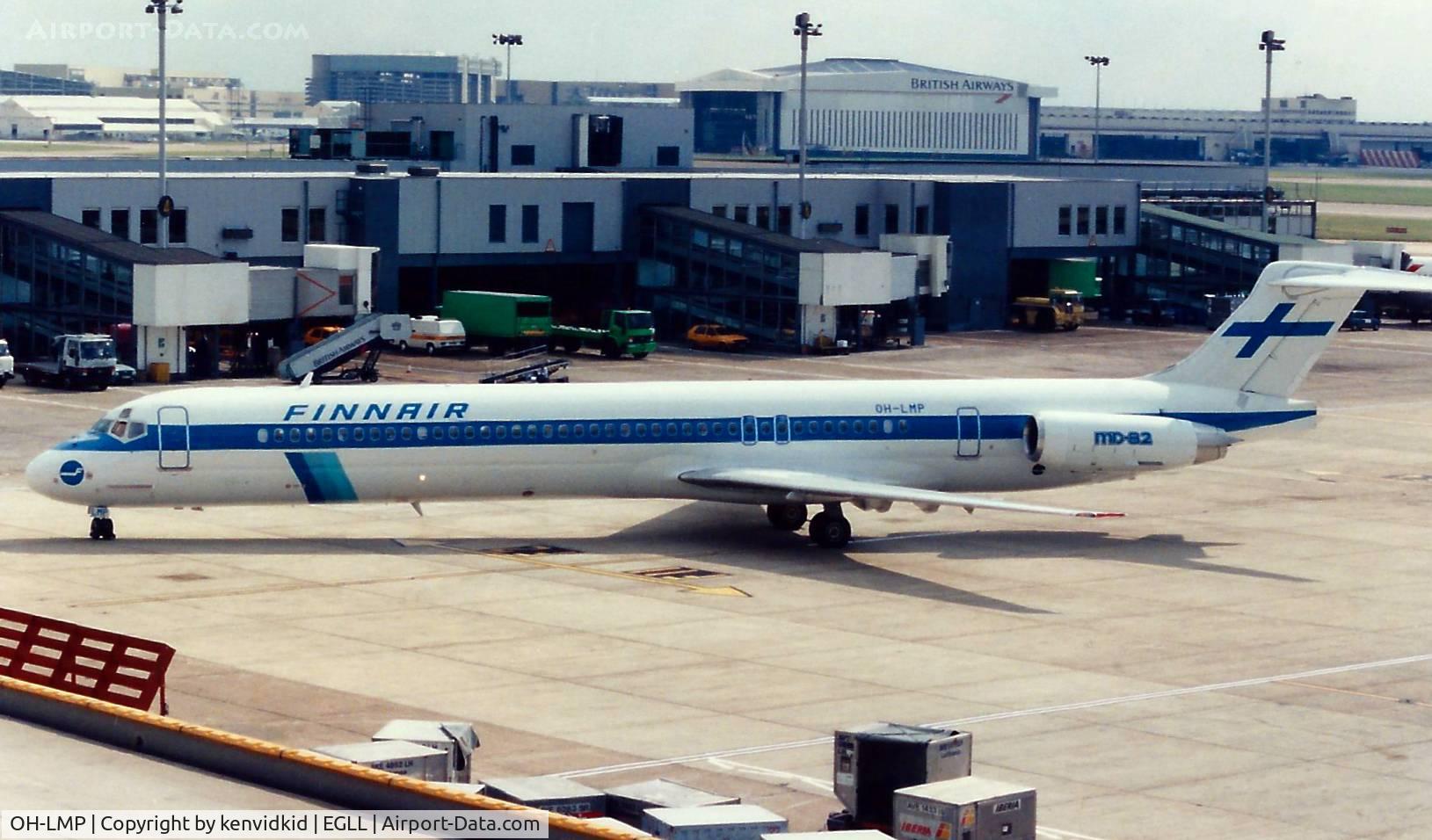 OH-LMP, 1982 McDonnell Douglas MD-82 (DC-9-82) C/N 49152, At London Heathrow, early 1990's.