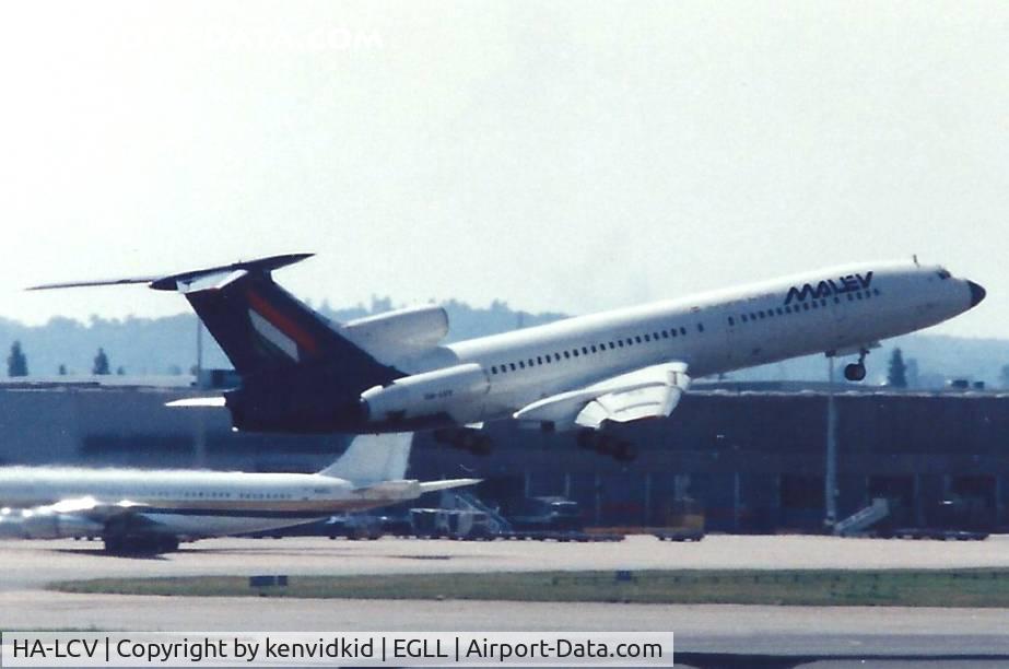 HA-LCV, 1982 Tupolev Tu-154B-2 C/N 82A544, At London Heathrow, early 1990's.