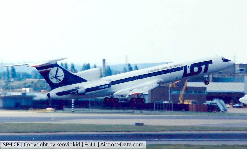 SP-LCE, 1987 Tupolev Tu-154M C/N 87A769, At London Heathrow, early 1990's.