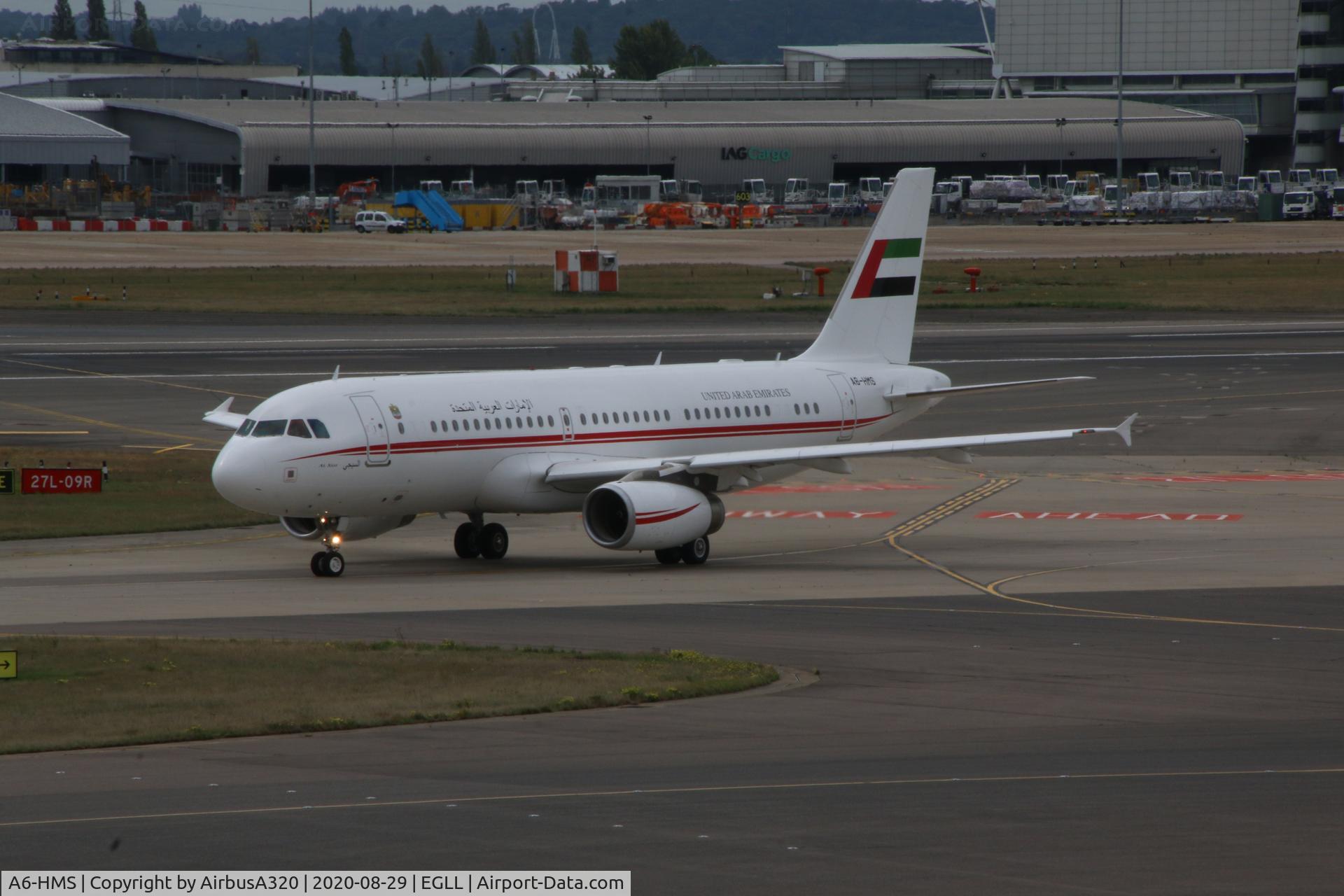 A6-HMS, 2008 Airbus A320-232X C/N 3379, Departing LHR