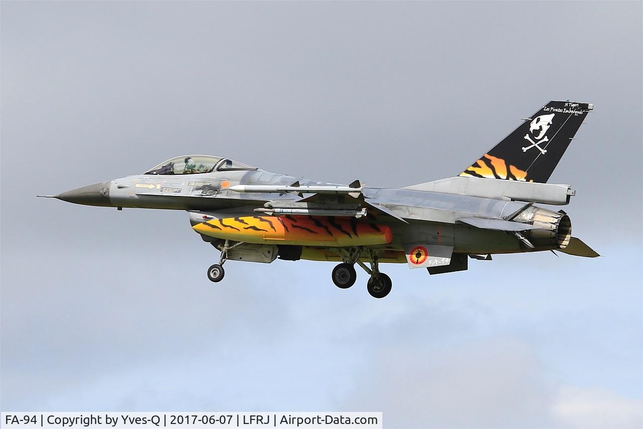 FA-94, SABCA F-16AM Fighting Falcon C/N 6H-94, SABCA F-16AM Fighting Falcon, On final rwy 26, Landivisiau Naval Air Base (LFRJ) Tiger Meet 2017