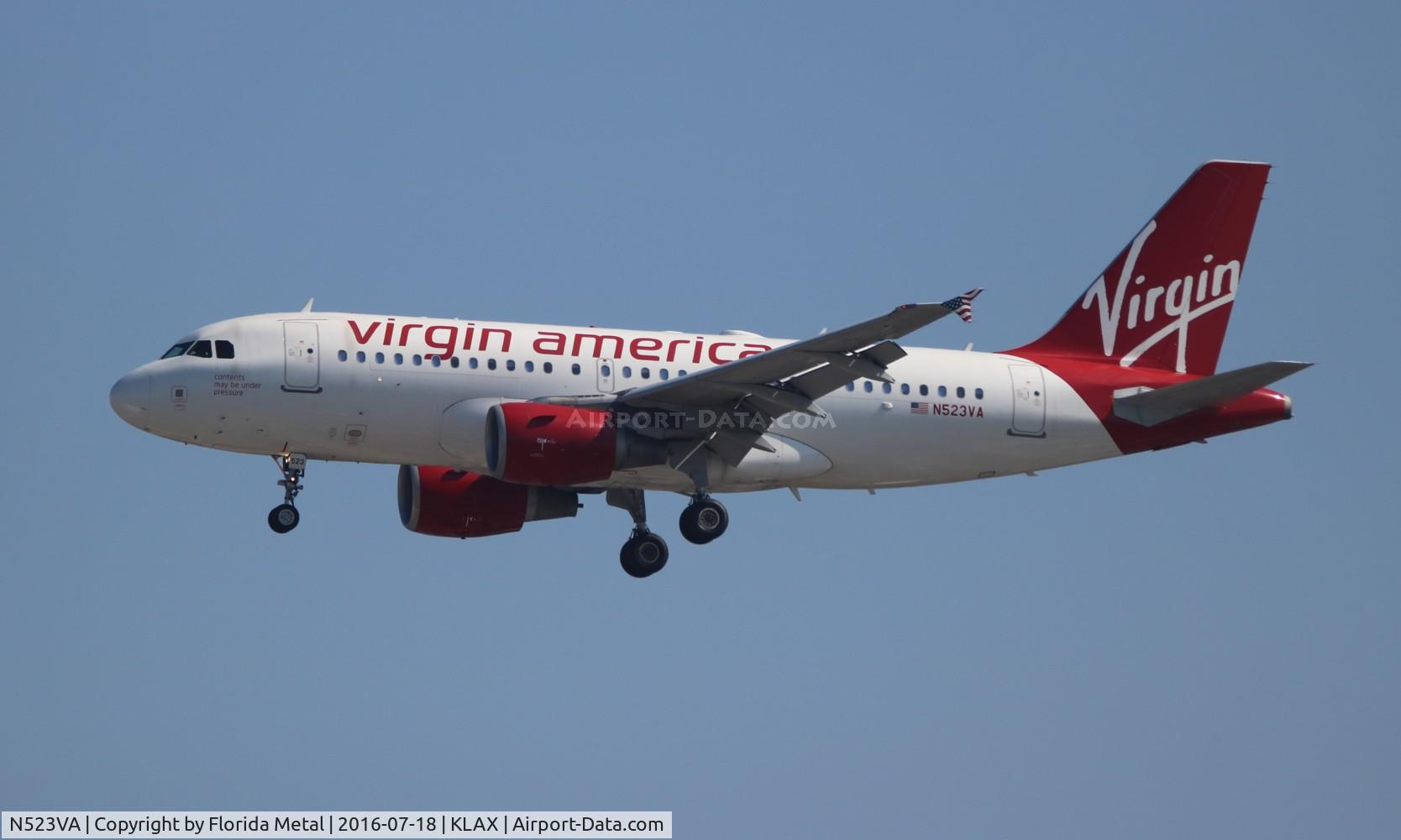 N523VA, 2007 Airbus A319-112 C/N 3181, LAX 2016