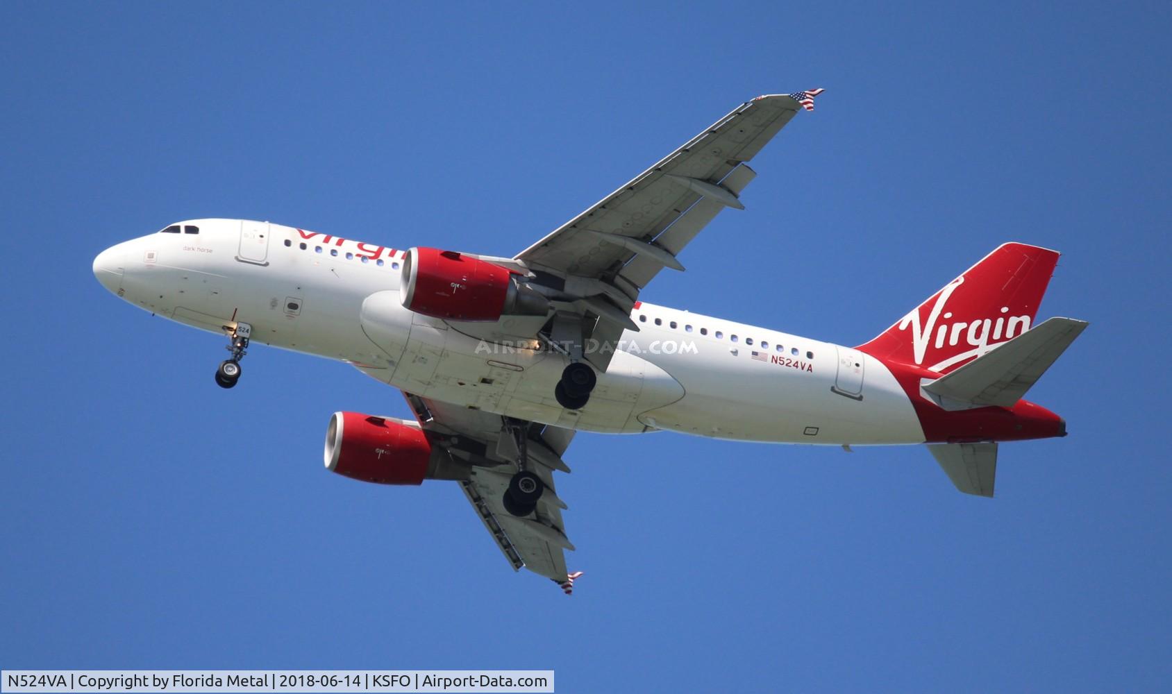 N524VA, 2007 Airbus A319-112 C/N 3204, SFO 2018