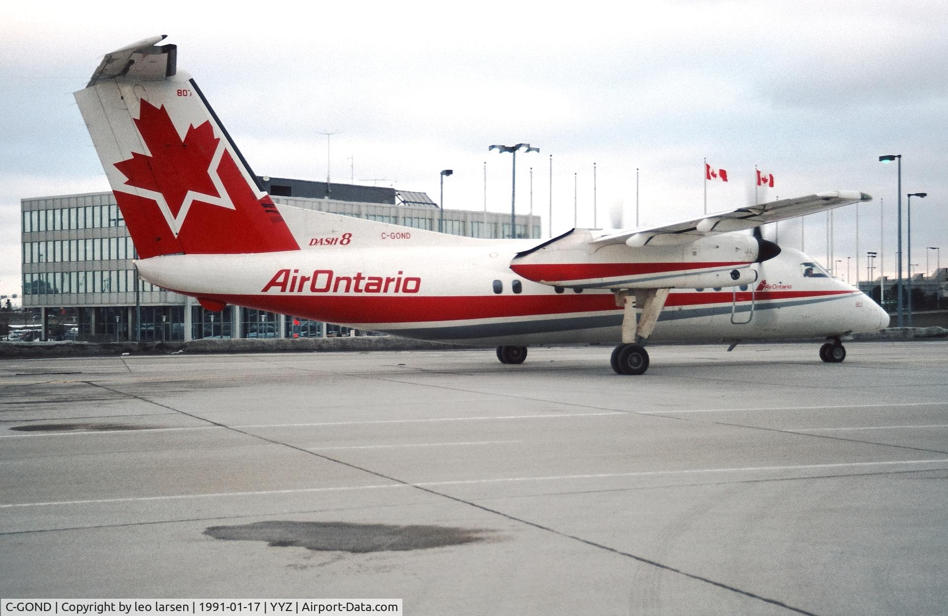 C-GOND, 1987 De Havilland Canada DHC-8-102 Dash 8 C/N 090, Toronto 17.1.1991