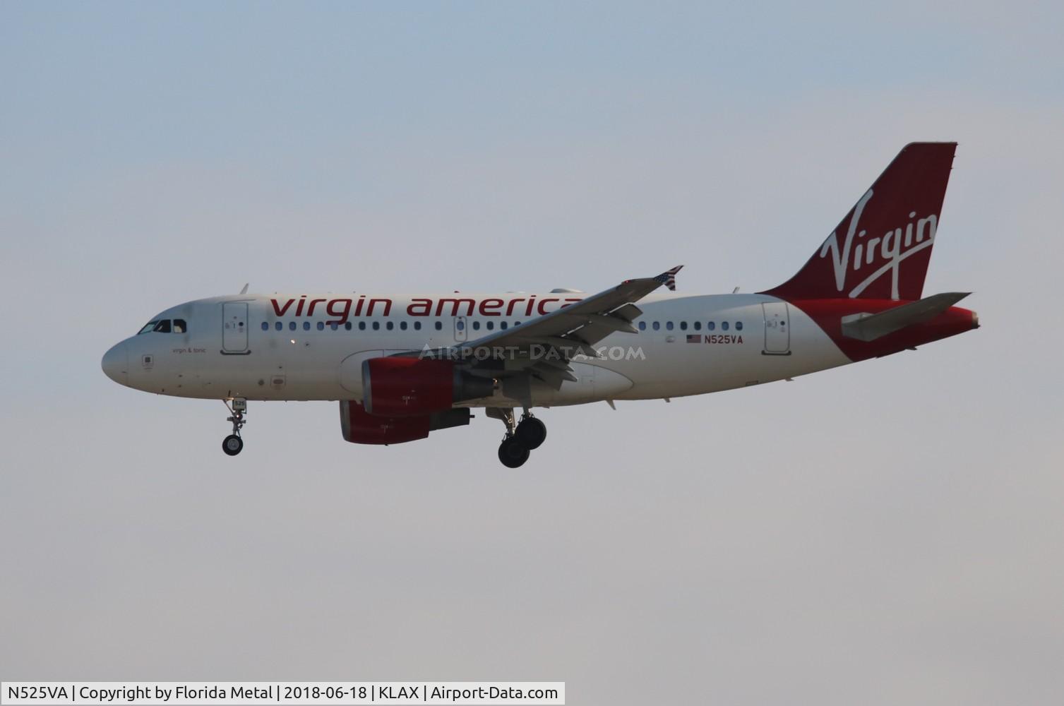 N525VA, 2007 Airbus A319-112 C/N 3324, LAX 2018