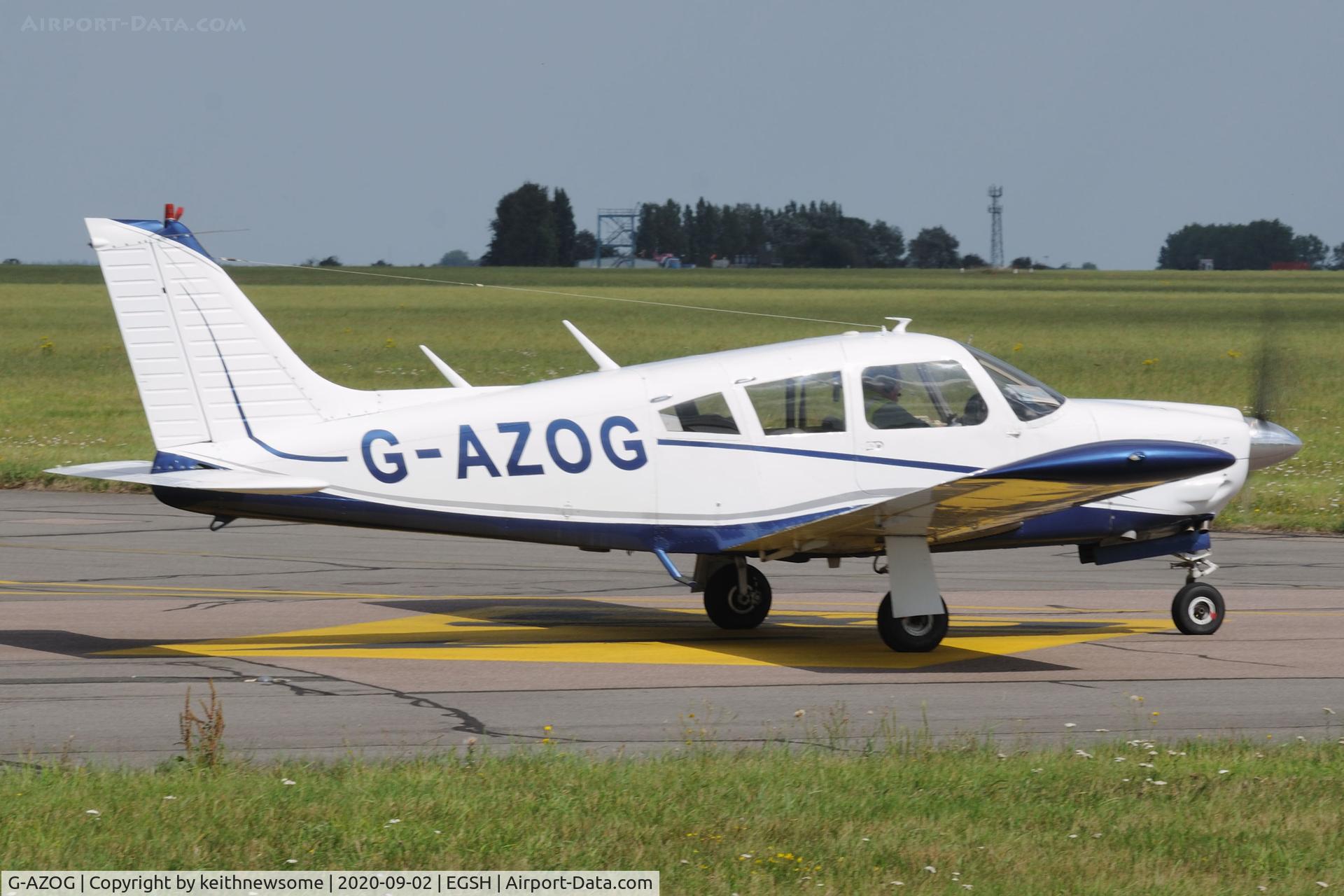 G-AZOG, 1971 Piper PA-28R-200-2 Cherokeee Arrow II C/N 28R-7235009, Leaving Norwich.