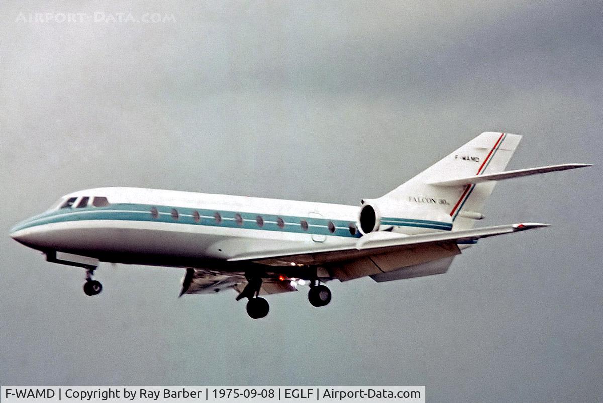 F-WAMD, Dassault Falcon (Mystere) 30 C/N 01, F-WAMD   Dassault Falcon 30 [01] (Dassault Aviation) Farnborough~G 08/09/1975