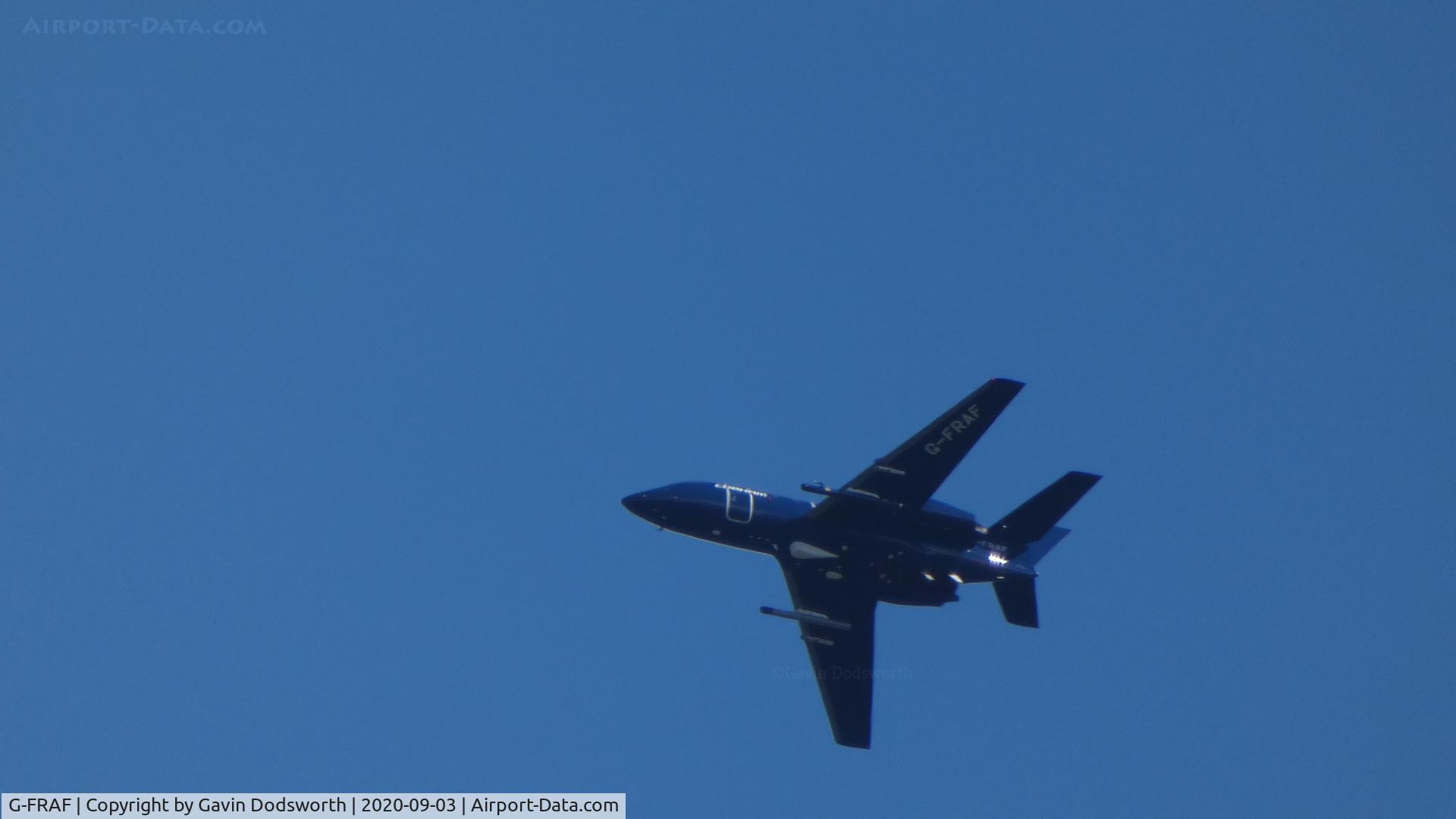 G-FRAF, 1974 Dassault Falcon (Mystere) 20E C/N 295, Over Darlington on September 3rd 2020 after departing Teesside International