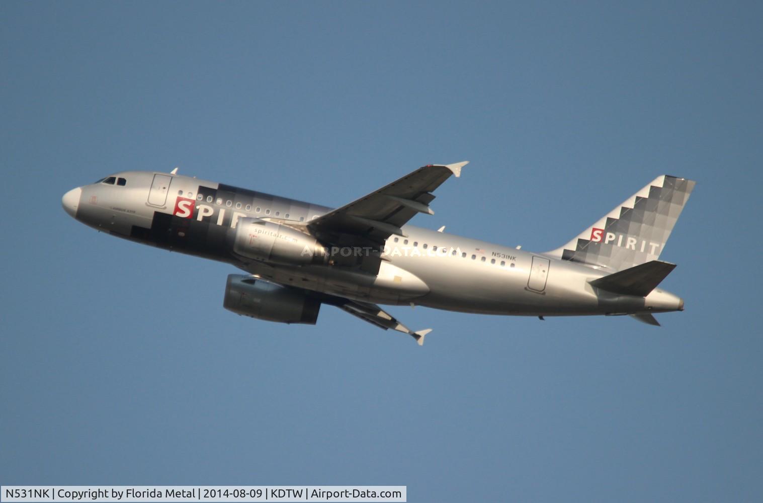 N531NK, 2007 Airbus A319-132 C/N 3026, DTW 2014