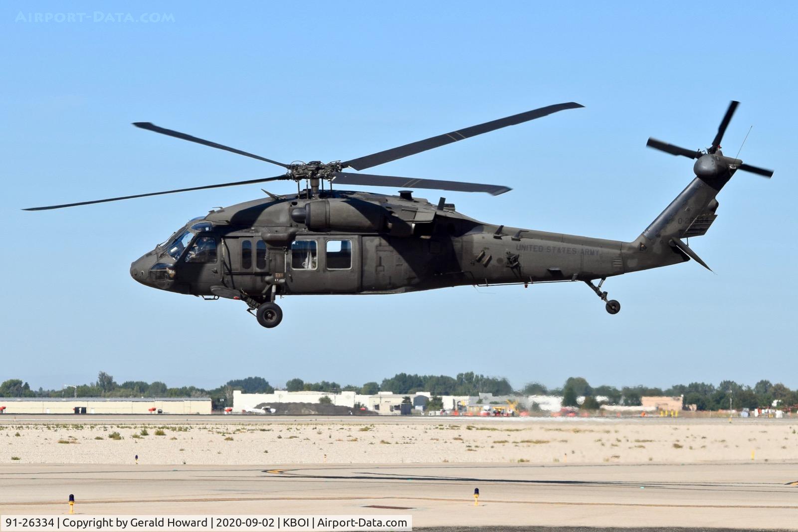 91-26334, 1991 Sikorsky UH-60L Black Hawk C/N 70-1632, Departing BOI.