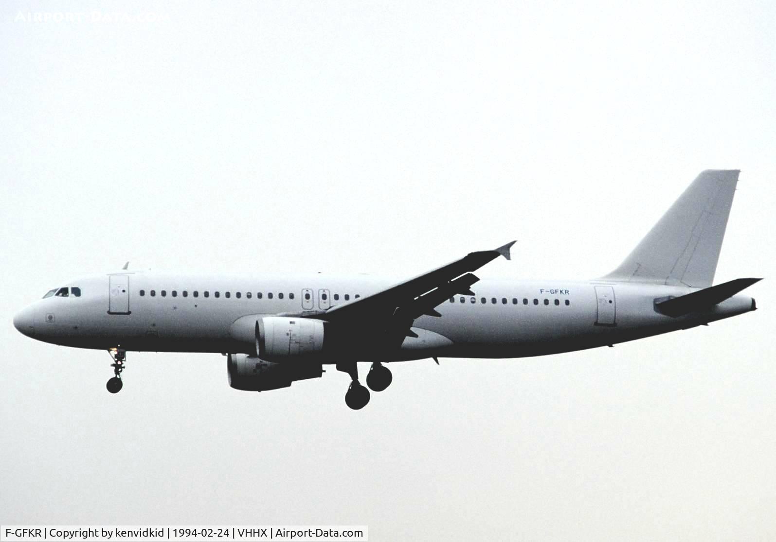 F-GFKR, 1991 Airbus A320-211 C/N 0186, At Hong Kong Airport (Kai Tak) on a George Pick Aviation Tour.