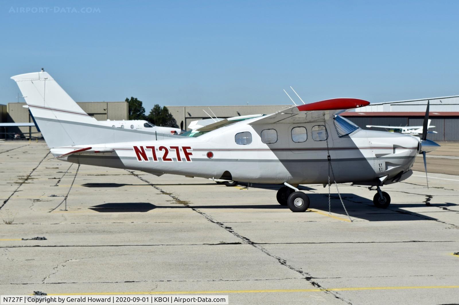 N727F, 1981 Cessna P210N Pressurised Centurion C/N P21000727, Parked on south GA ramp.