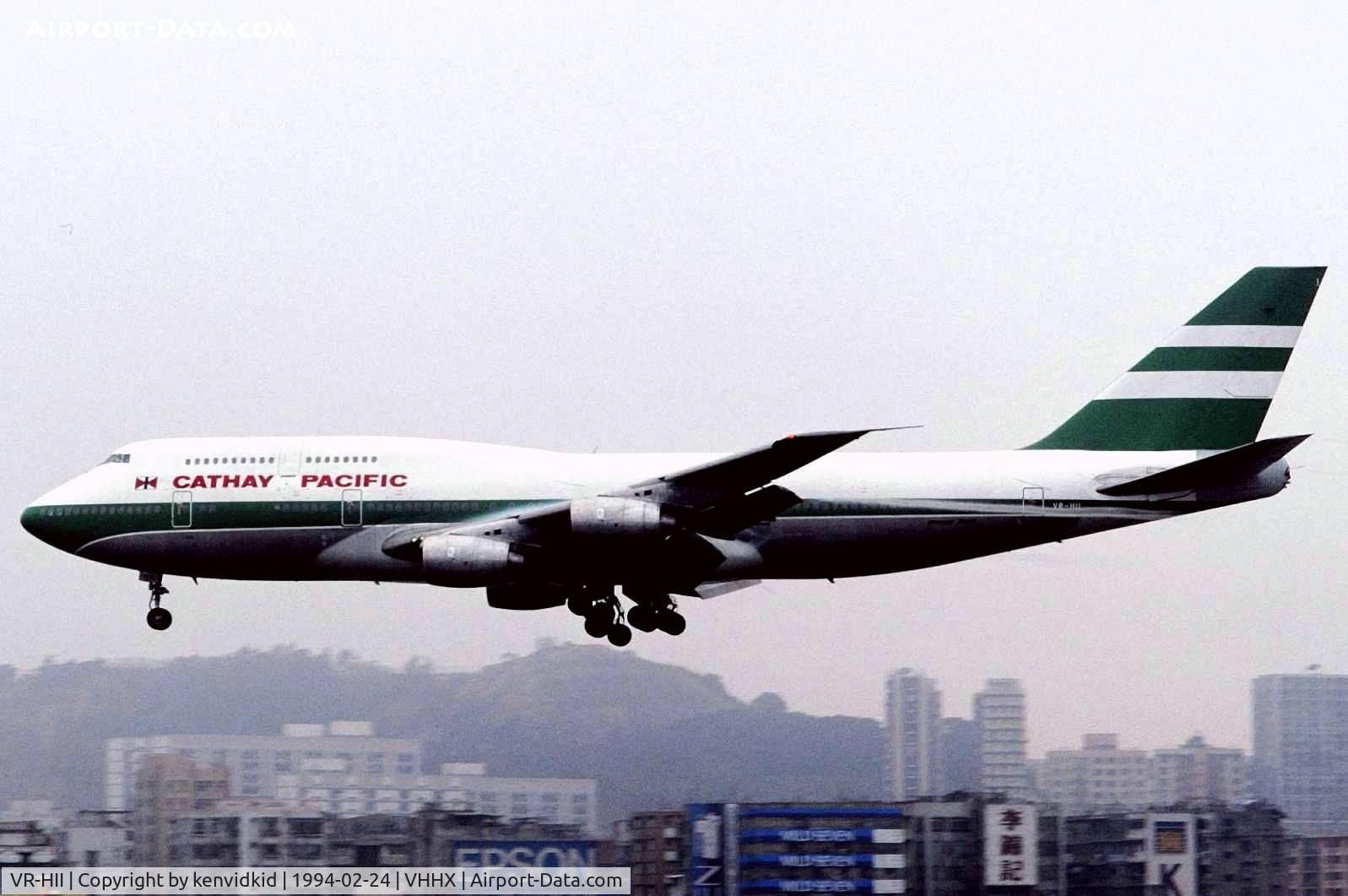VR-HII, 1985 Boeing 747-367 C/N 23221, At Hong Kong Airport (Kai Tak) on a George Pick Aviation Tour.