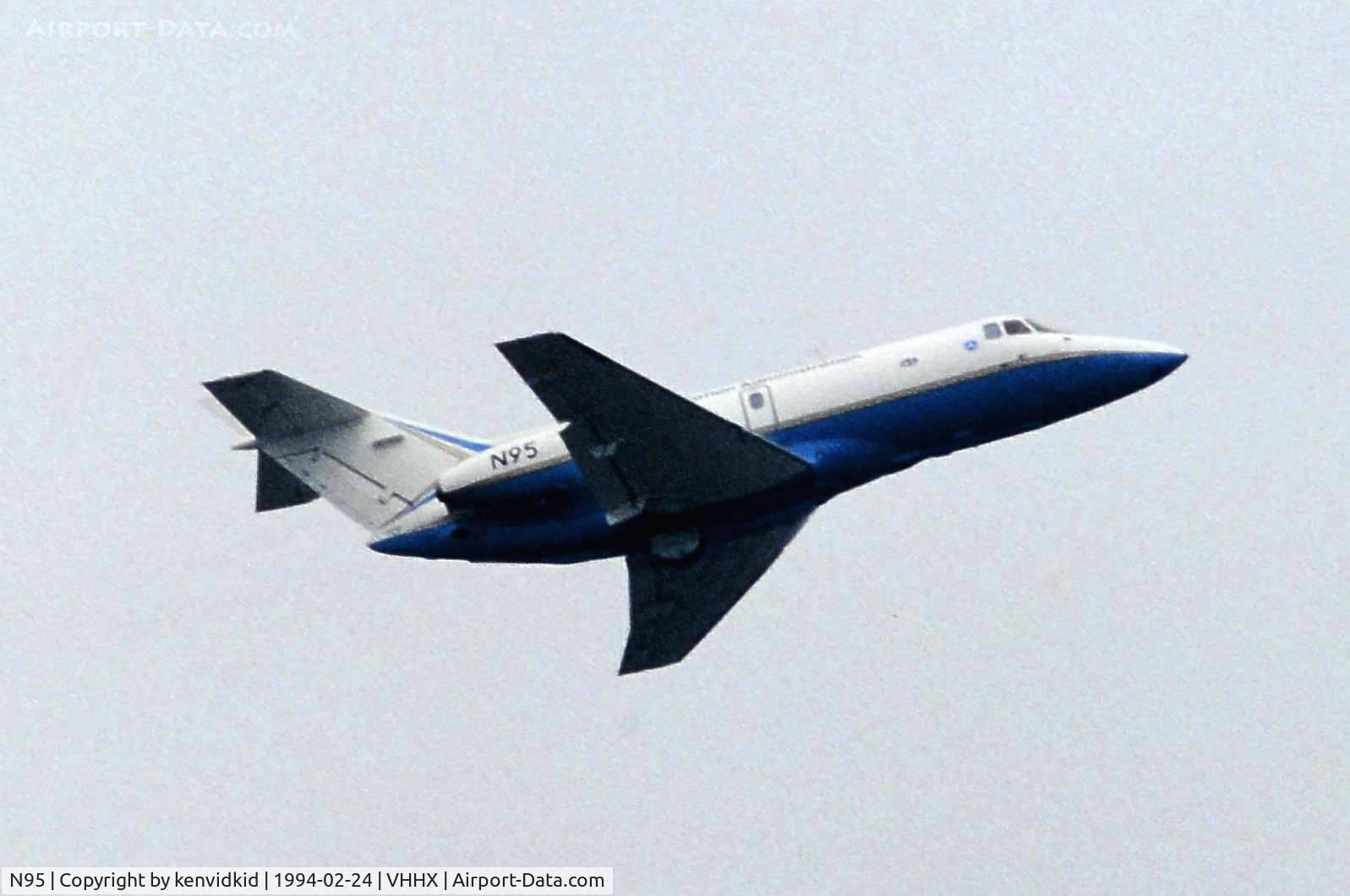 N95, 1989 British Aerospace BAe.125 C-29A C/N 258131, At Hong Kong Airport (Kai Tak) on a George Pick Aviation Tour.