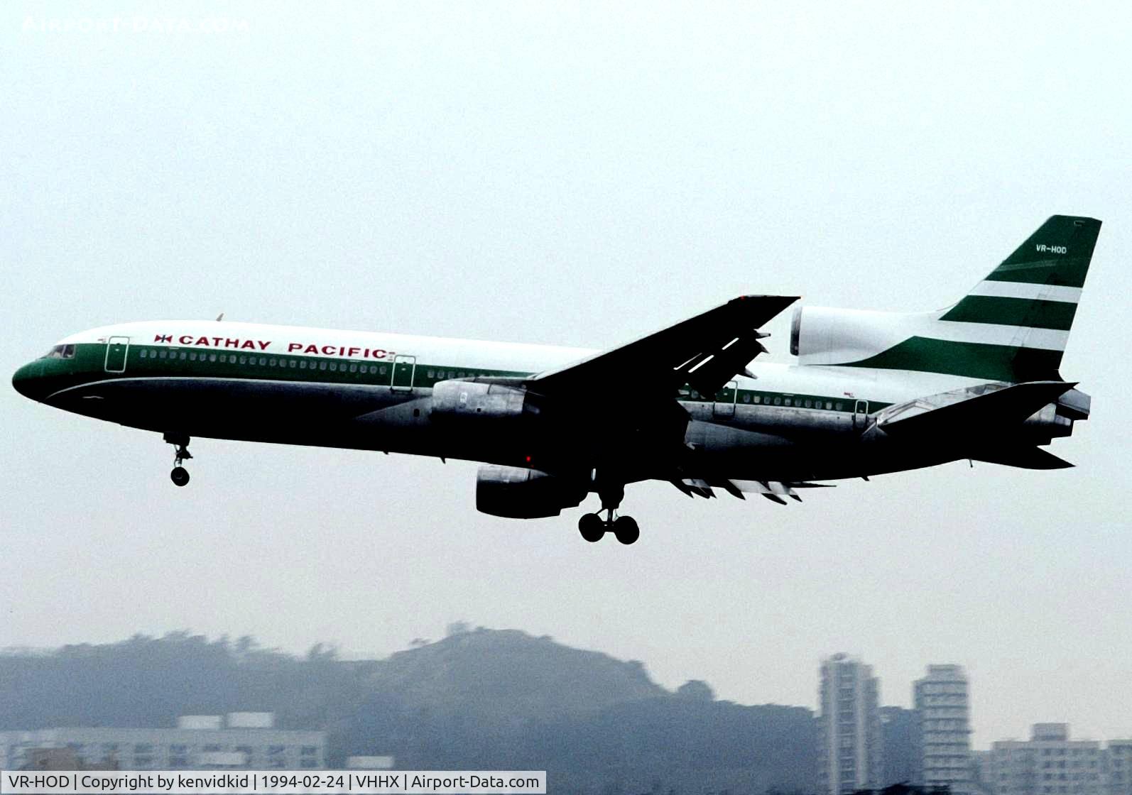 VR-HOD, 1973 Lockheed L-1011-385-1 TriStar 1 C/N 193A-1043, At Hong Kong Airport (Kai Tak) on a George Pick Aviation Tour.