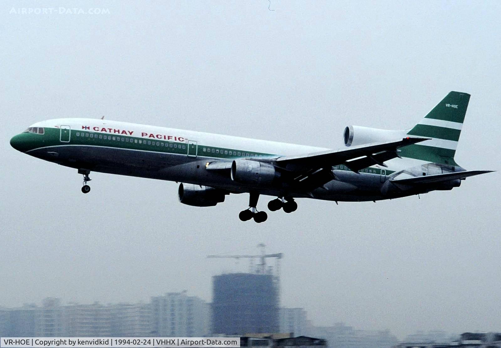 VR-HOE, 1972 Lockheed L-1011-385-1 TriStar 1 C/N 193E-1021, At Hong Kong Airport (Kai Tak) on a George Pick Aviation Tour.