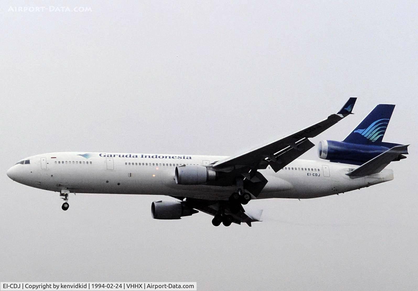 EI-CDJ, 1992 McDonnell Douglas MD-11F C/N 48500, At Hong Kong Airport (Kai Tak) on a George Pick Aviation Tour.